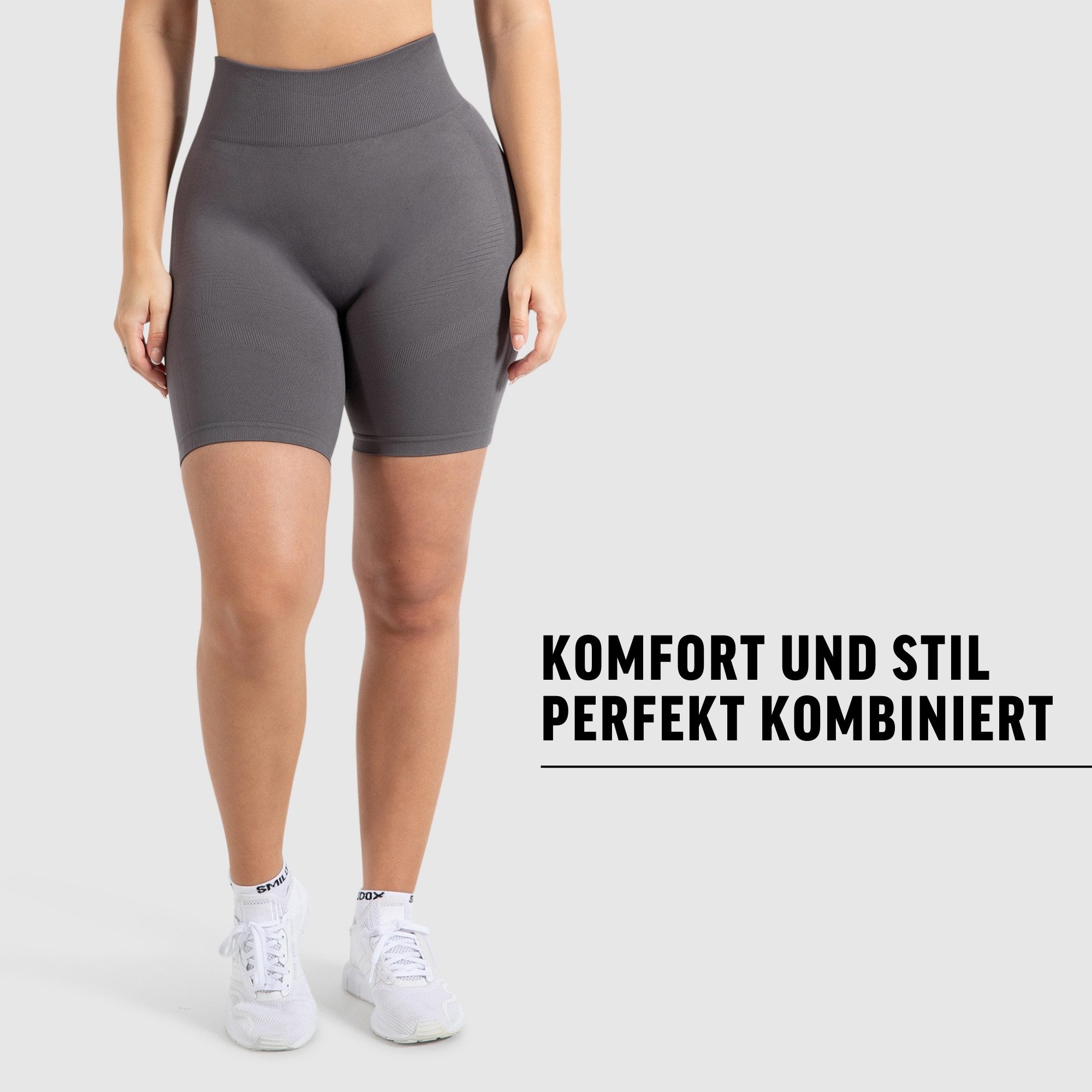 Smilodox Shorts Maria Solid, Radlerhose mit Scrunch Effekt für Sport, Alltag High Waist Booty Shorts Blickdicht Hotpants Sport Fitness Yogapants