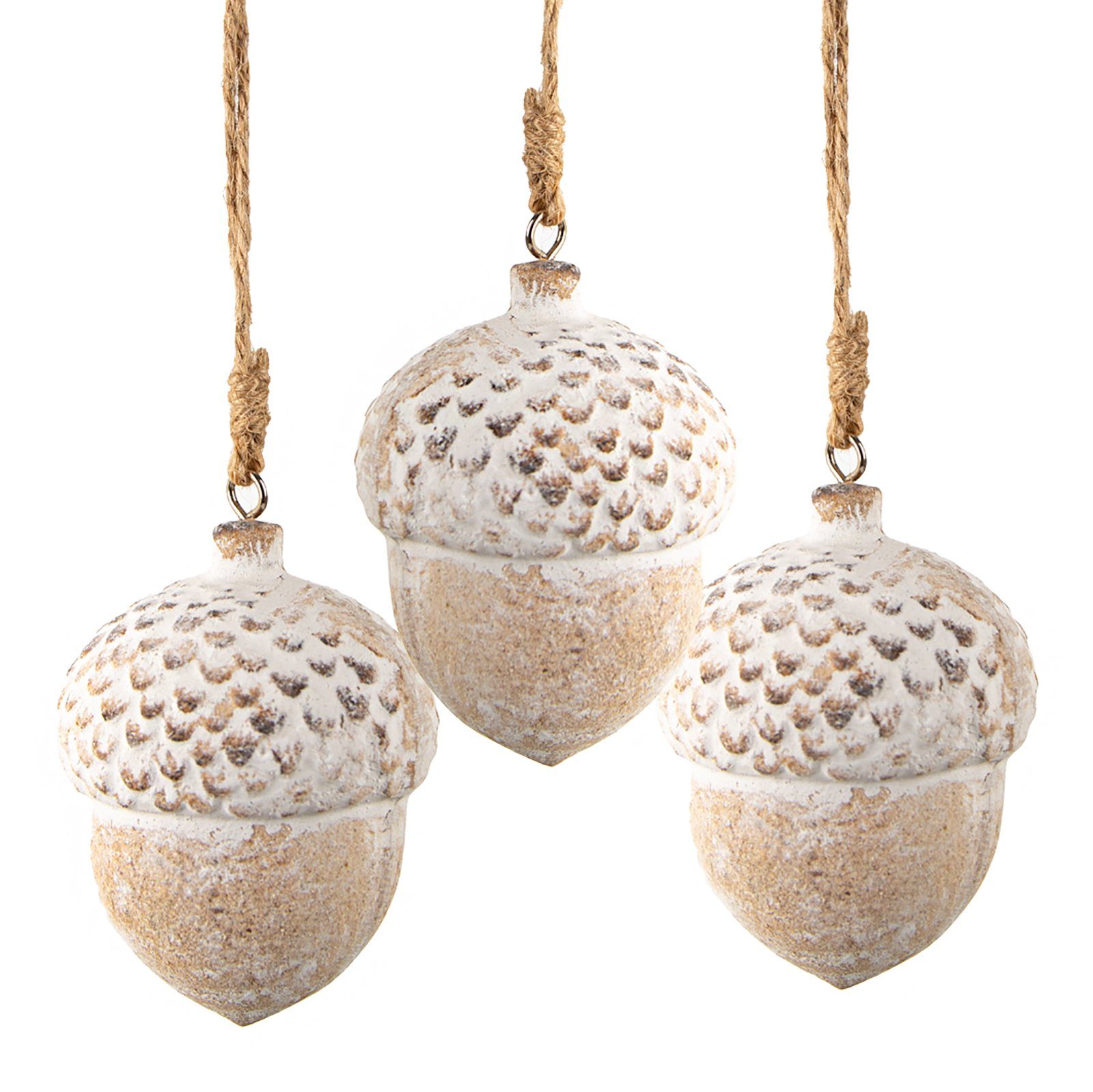 Baumbehang 3 Eichelnüsse aus Holz Christbaumschmuck Natur 8cm