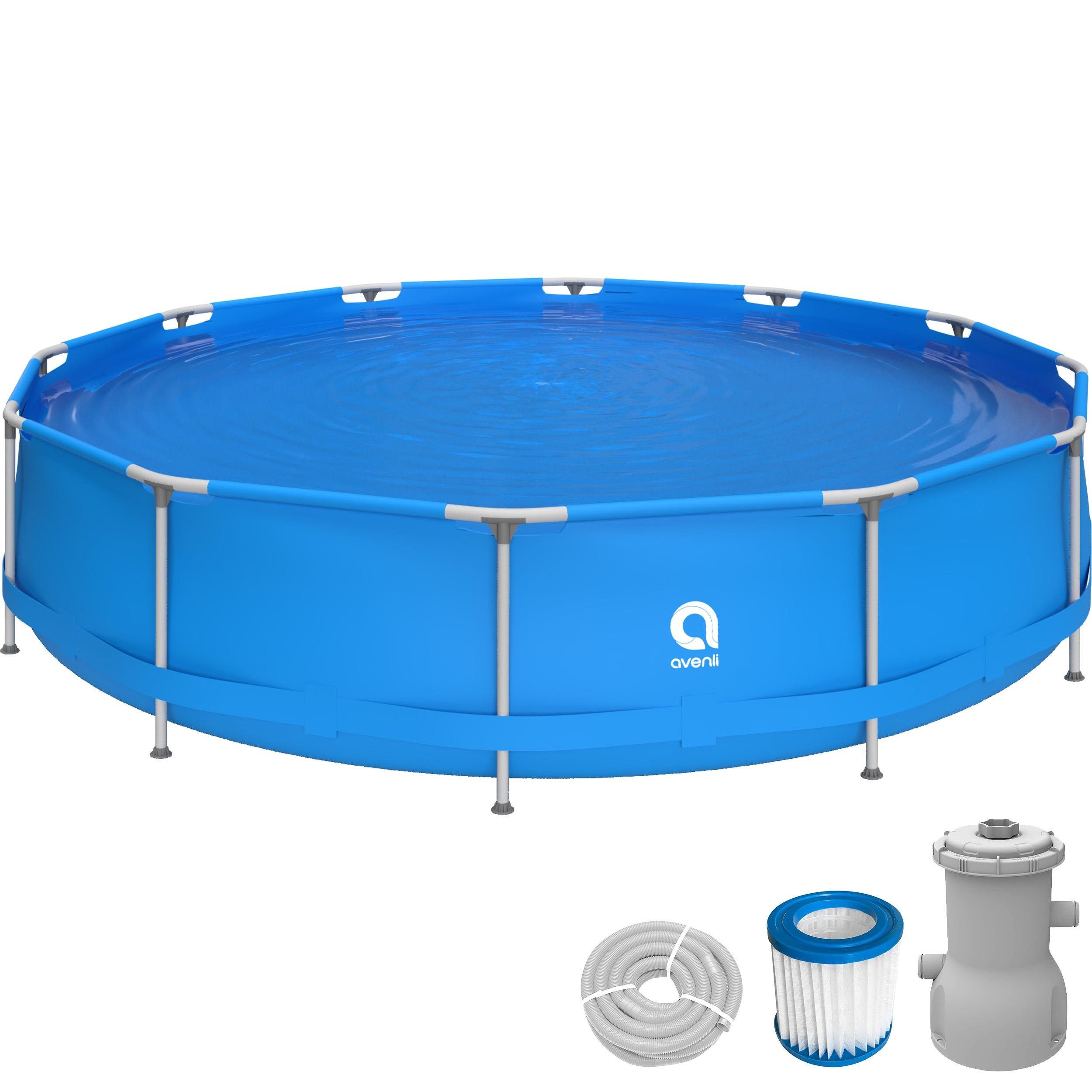 Avenli Framepool Frame Pool Set 427 x 84 cm, Aufstellpool (Stahlrahmenpool Komplettset, Stahlrahmenpool mit Pumpe), Gartenpool mit Pumpe