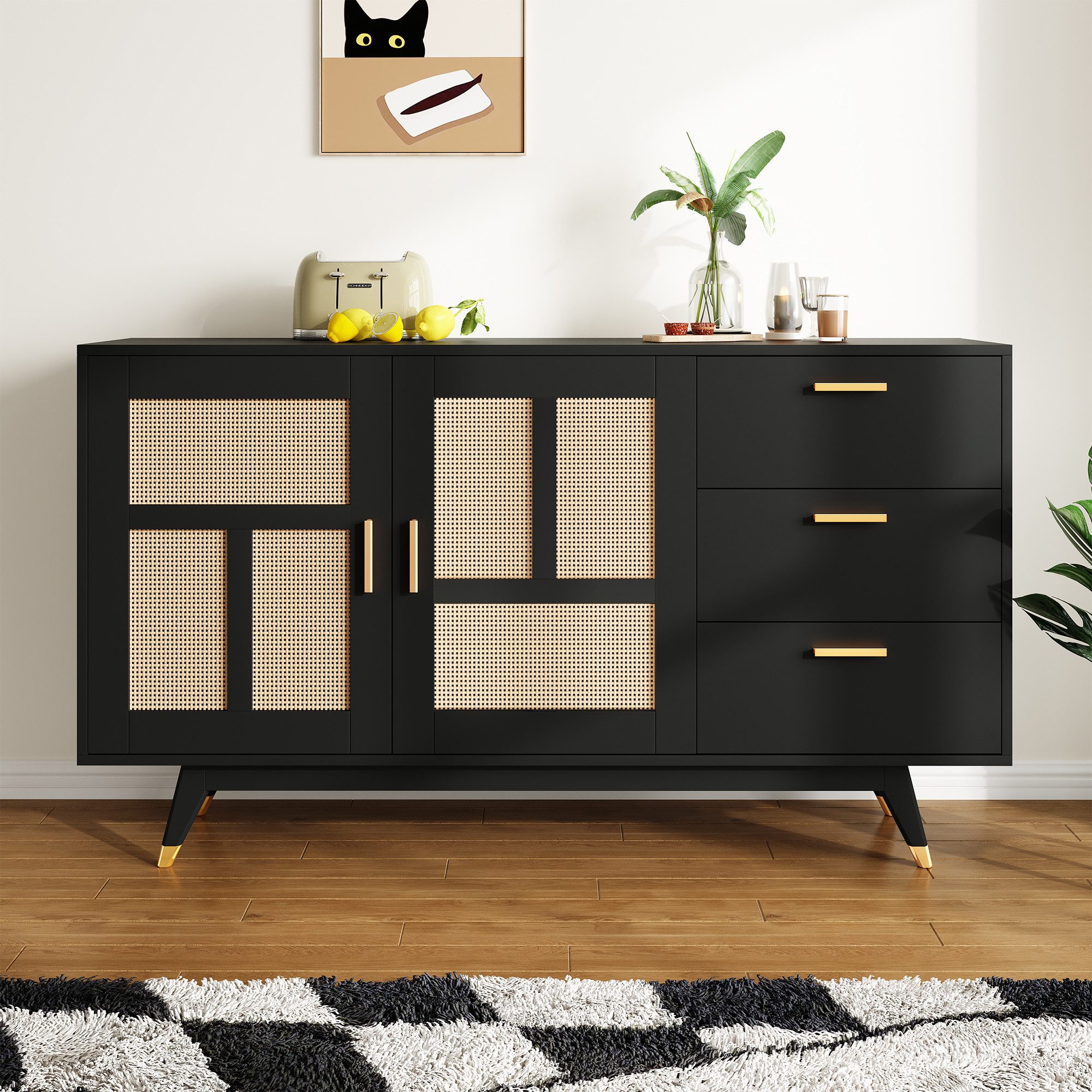 HAUSS SPOLE Sideboard Rattan Schrank mit günstig online kaufen
