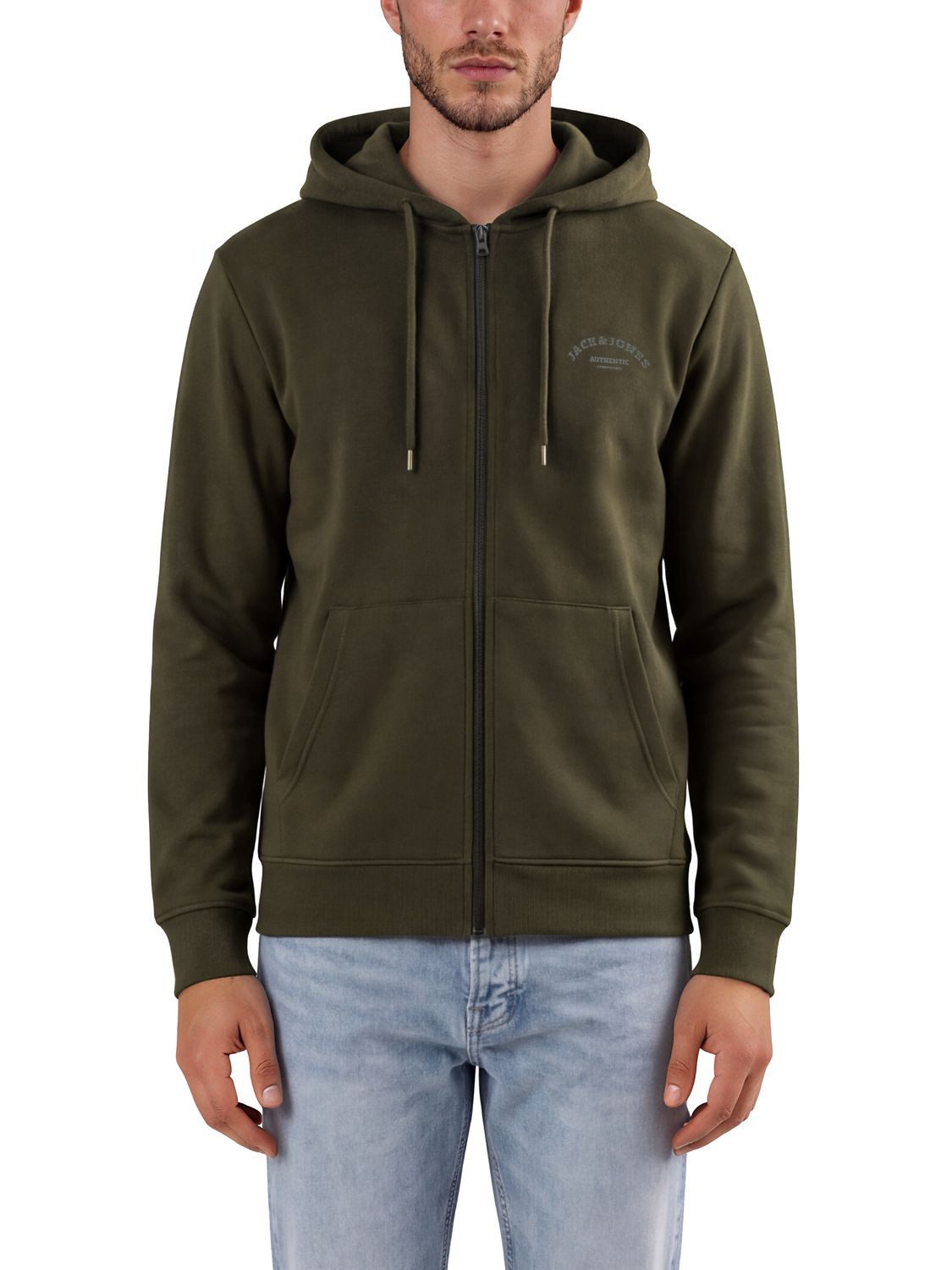 Jack & Jones Kapuzensweatjacke Herren Sweatjacke JJAUTHENTIC SWEAT ZIP HOOD Regular Fit Hoodie mit Kängurutasche
