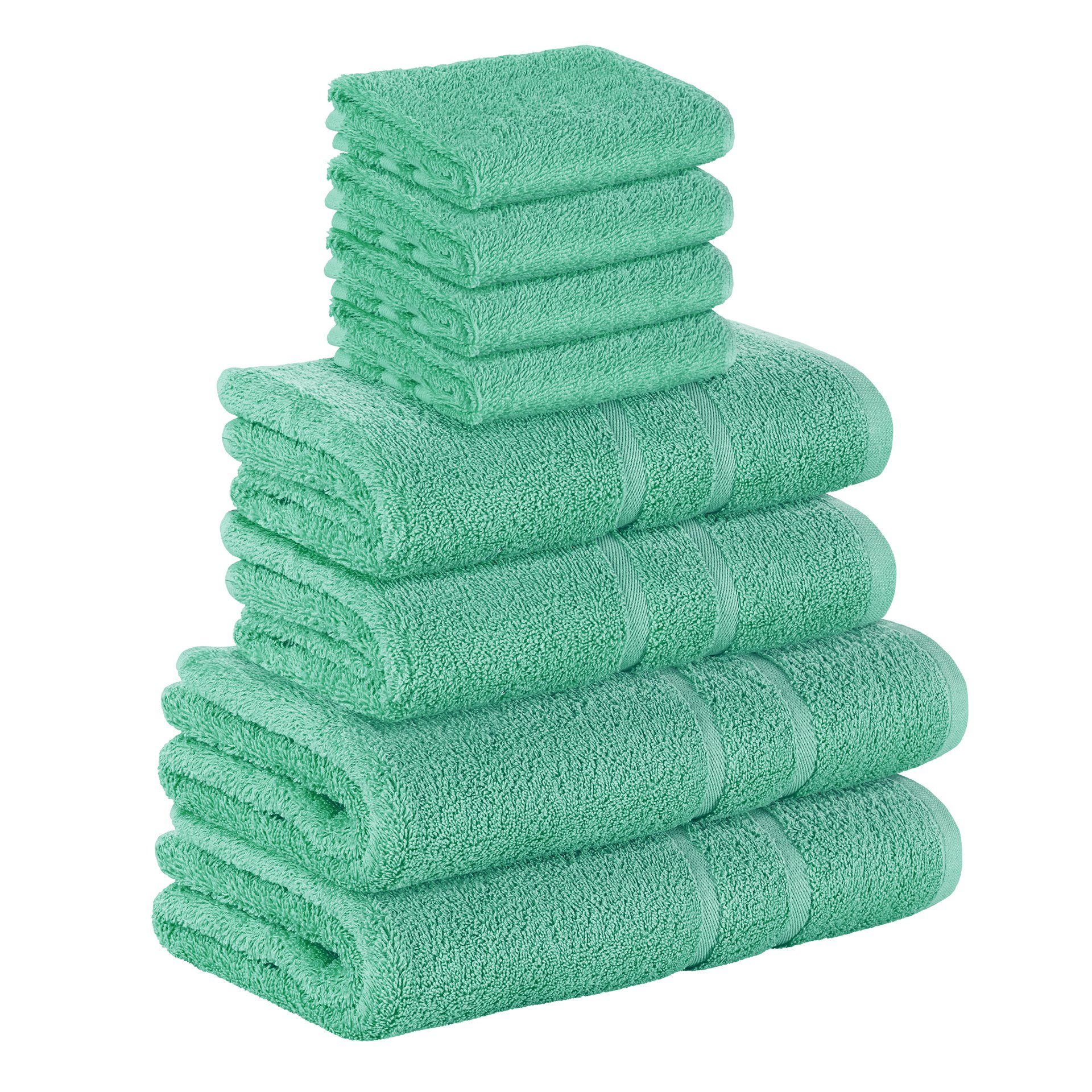 verschiedenen 100% 8er 500 Handtücher Handtuch Frottee in (8 Smaragdgrün Duschtücher Farben Handtuch Baumwolle Pack, Gästehandtuch 100% als 500 (Spar-set), Set 4x 2x SET 2x Teilig) StickandShine GSM Baumwolle GSM