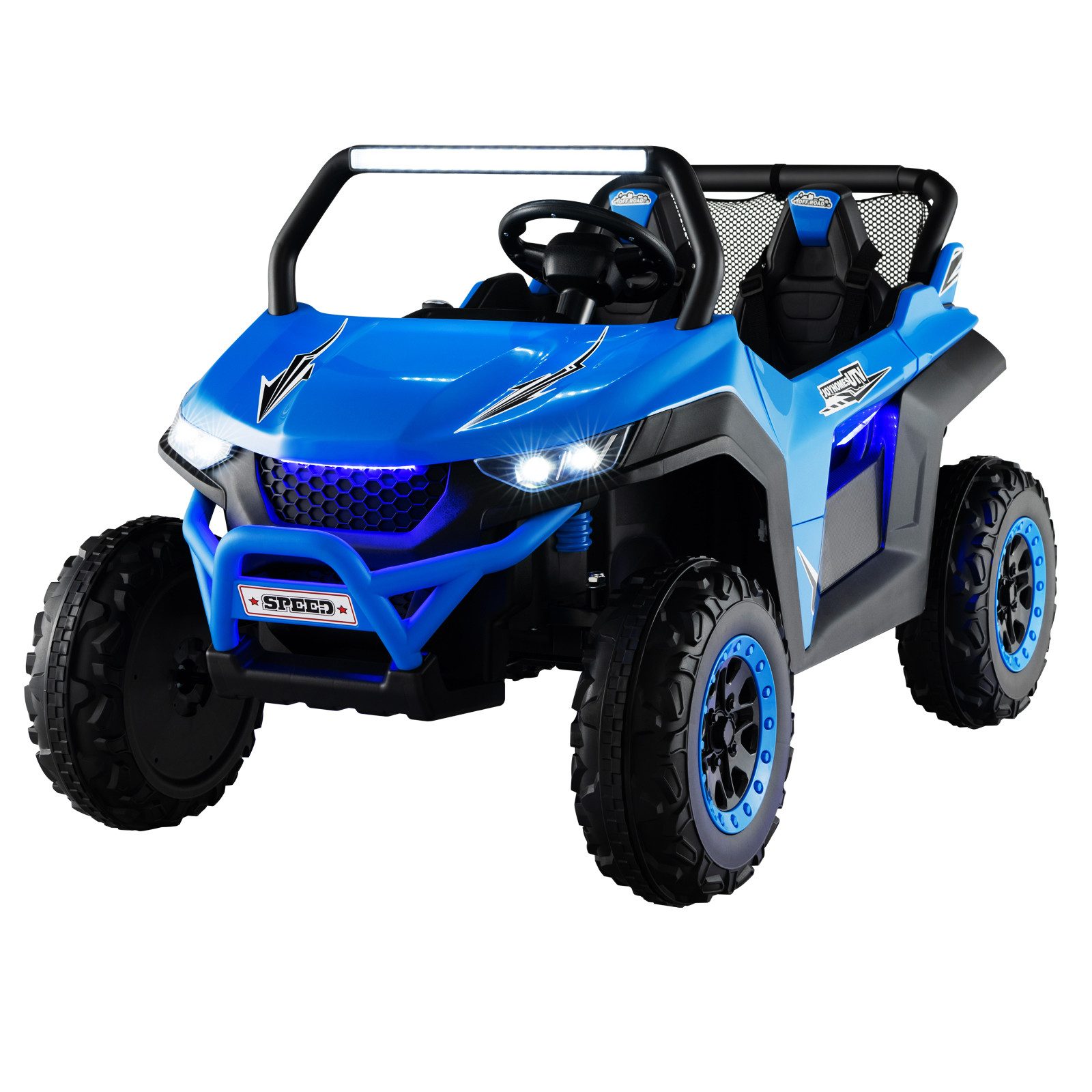 COSTWAY Elektro-Kinderauto 12V Kinderquad, 2 Sitzer, 2-4 km/h