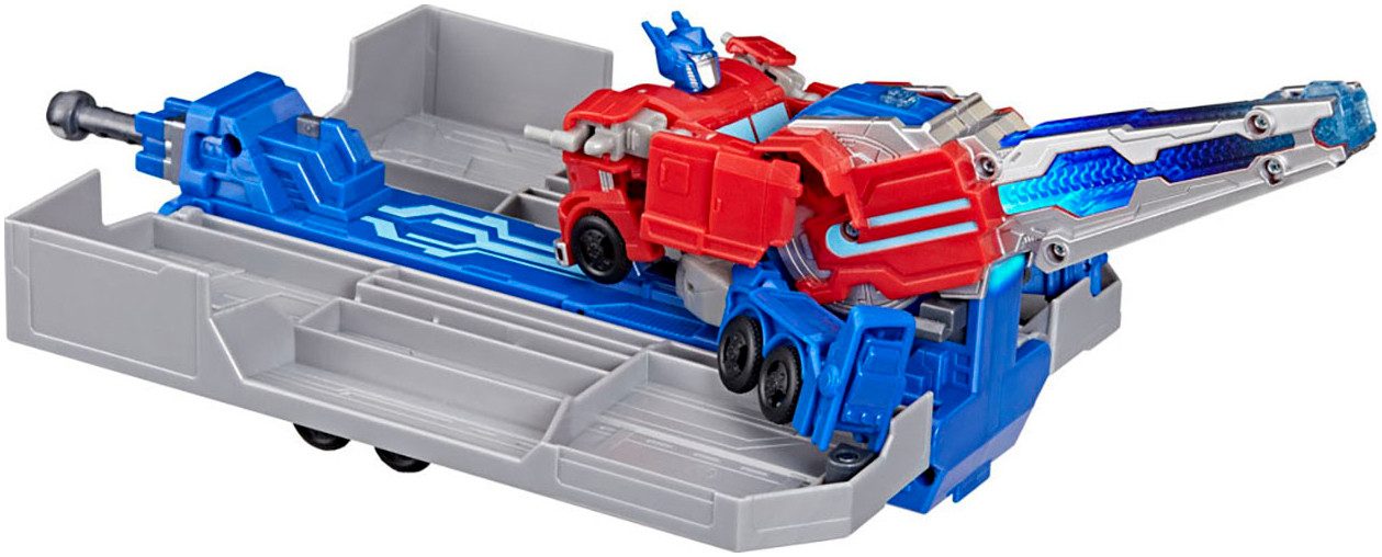 Hasbro Actionfigur Transformers EarthSpark Optimus Prime Battle-Anhänger, mit Licht- und Sound