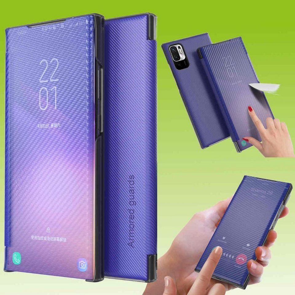 Xiaomi Redmi 7 Transparent Book Flip Case Handy Hülle CLEAR VIEW Spiegel Tasche