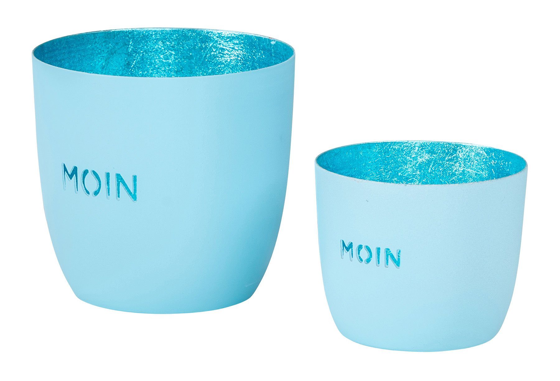 Levandeo® Teelichthalter, 2er Set Moin Teelichthalter Blau Metall Windlicht Tischdeko Variante 1