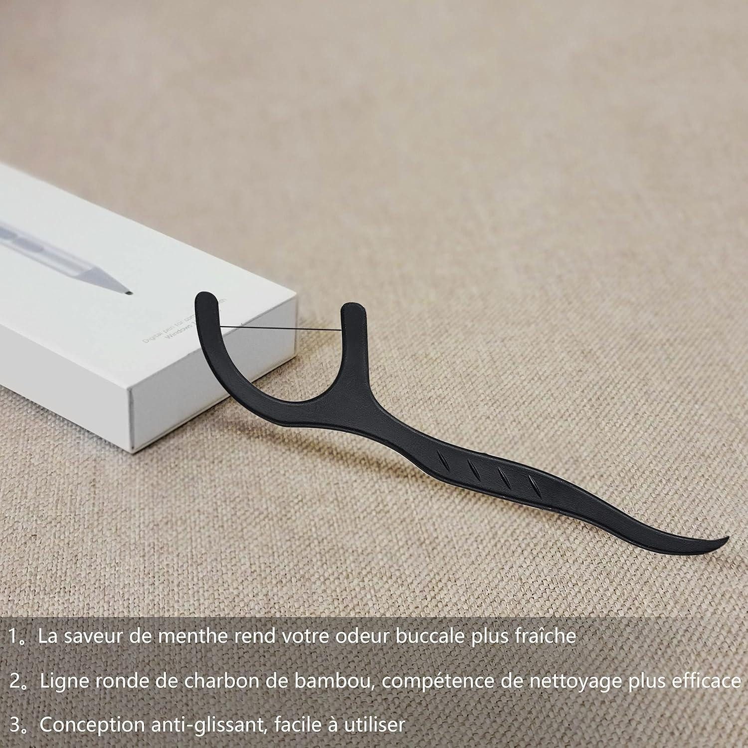 LuxusKollektion Zahnseide-Stick Zahnseide Stick Minze 200Stk Aktivkohle Dental Sticks tragbares Etui