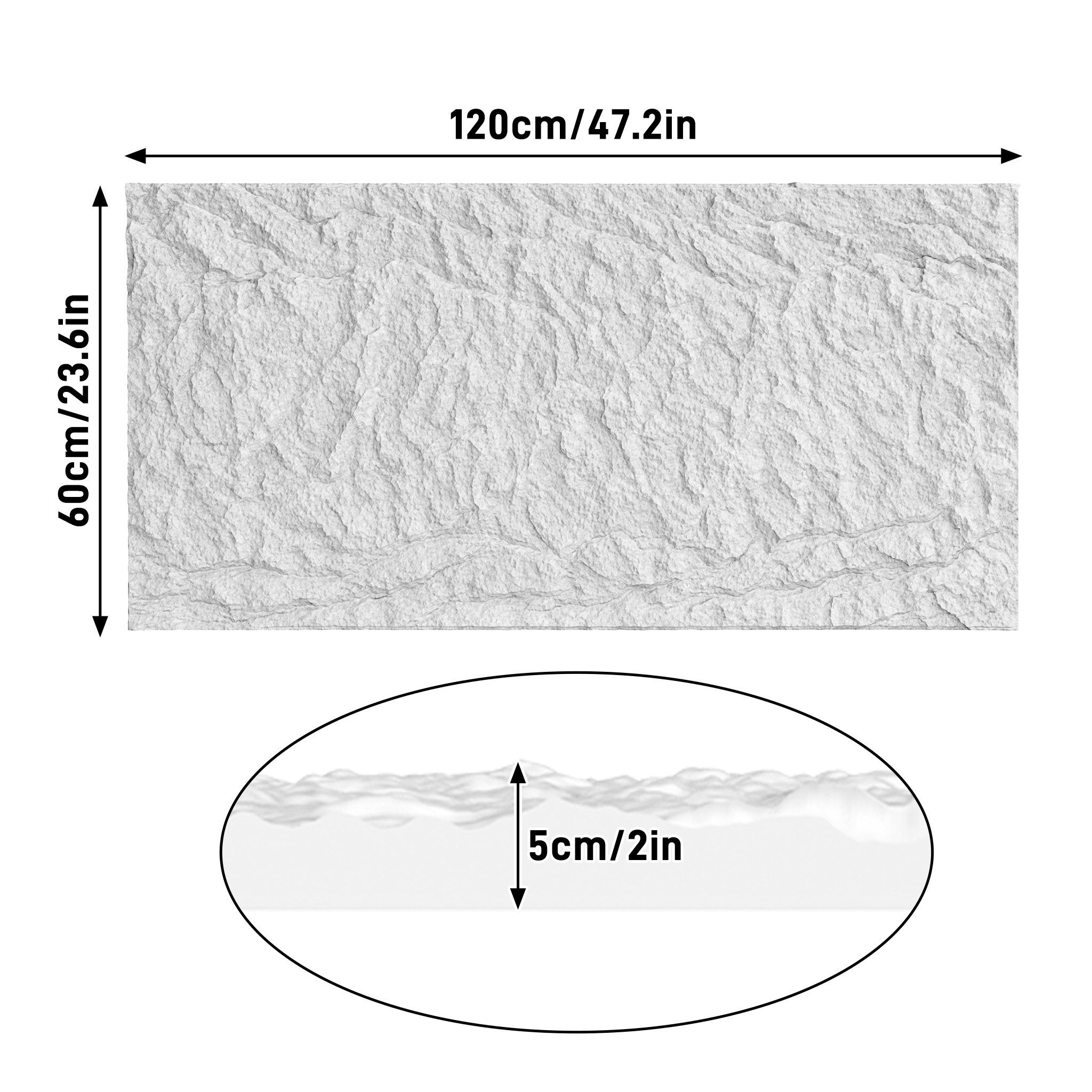 FIVMEN 3D Wandpaneel 120x60 cm Steinoptik Polystyrol Wandverkleidung 5cm dick, (4-tlg) Leichte Deckenpaneele & Wandplatten, für Wohnzimmer Küche
