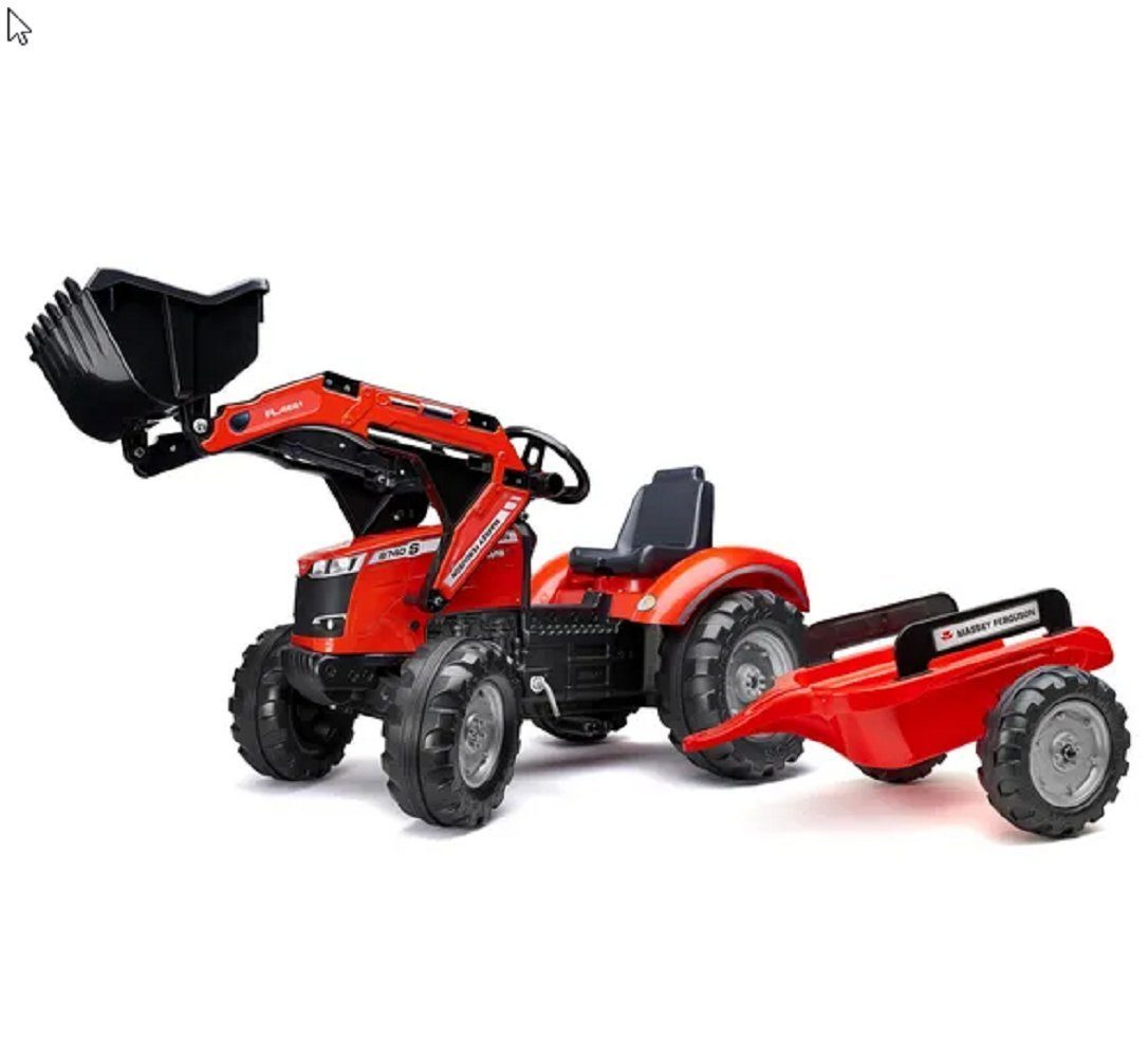Falk Toys Trettraktor Falk F4010AM Massey FergusonS8740 Tretbagger mit Anhänger