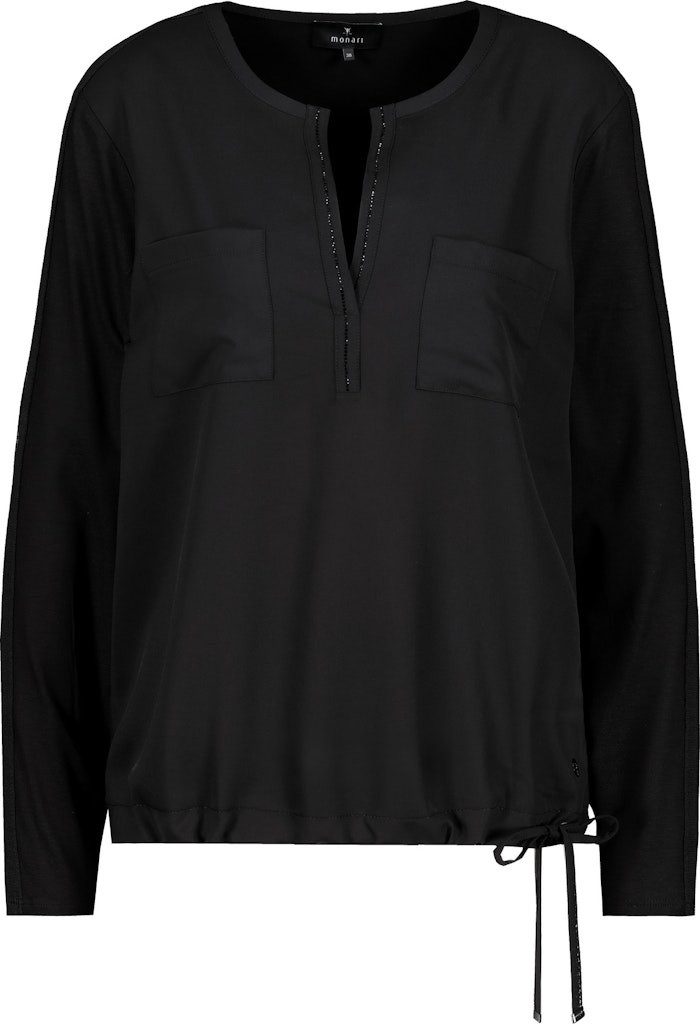 Monari T-Shirt Satinbluse mit Strassdetails & Tunnelzug günstig online kaufen