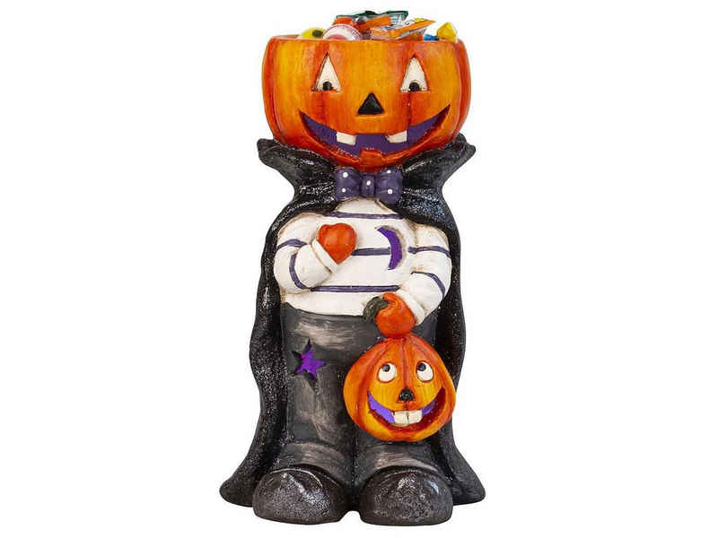 Mel-O-Design Skulptur Halloween Vampir mit Kürbis Kopf & LED Licht ca. 40,5 cm hoch orange (1 St)