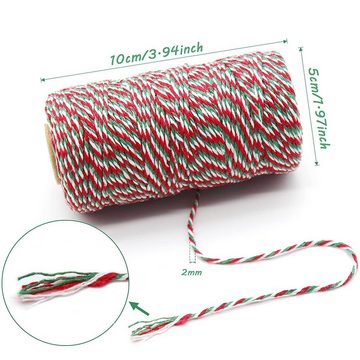 Juoungle 2 Rollen Weihnachten Baumwolle Schnur und natürliche Jute String Seil Reepschnur