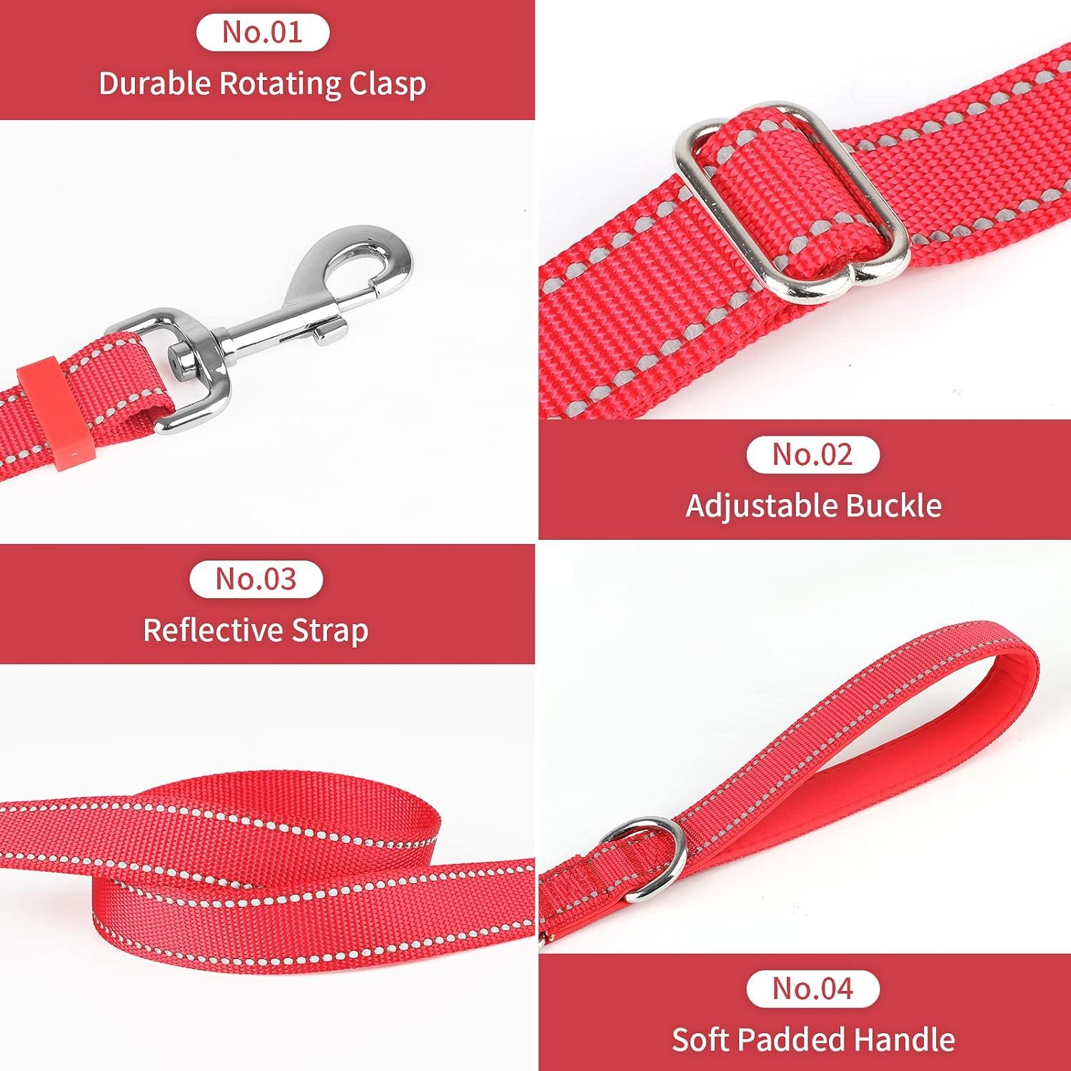 LA CUTE Hundeleine Hundehalsband & Leine Set reflektierend, gepolstert, verstellbar, (Hundehalsband & Leine Set für kleine, mittelgroße & große Hunde, Hundehalsband & Leine Set, gepolstert, verstellbar, reflektierend), Reflektierendes Hundehalsband & Leine mit gepolstertem Griff