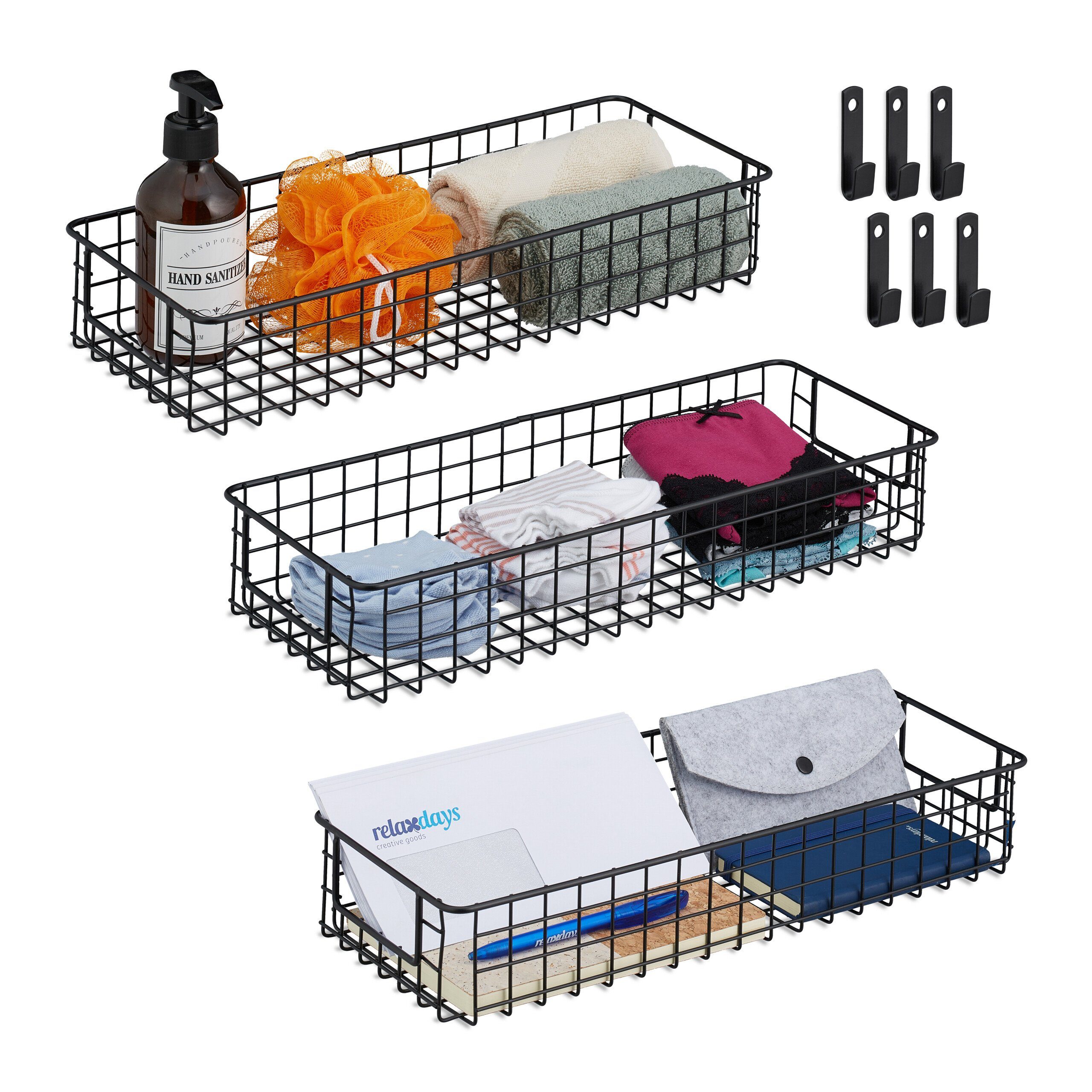 Allzweckkorb 3er Set Drahtkorb für die Wand
