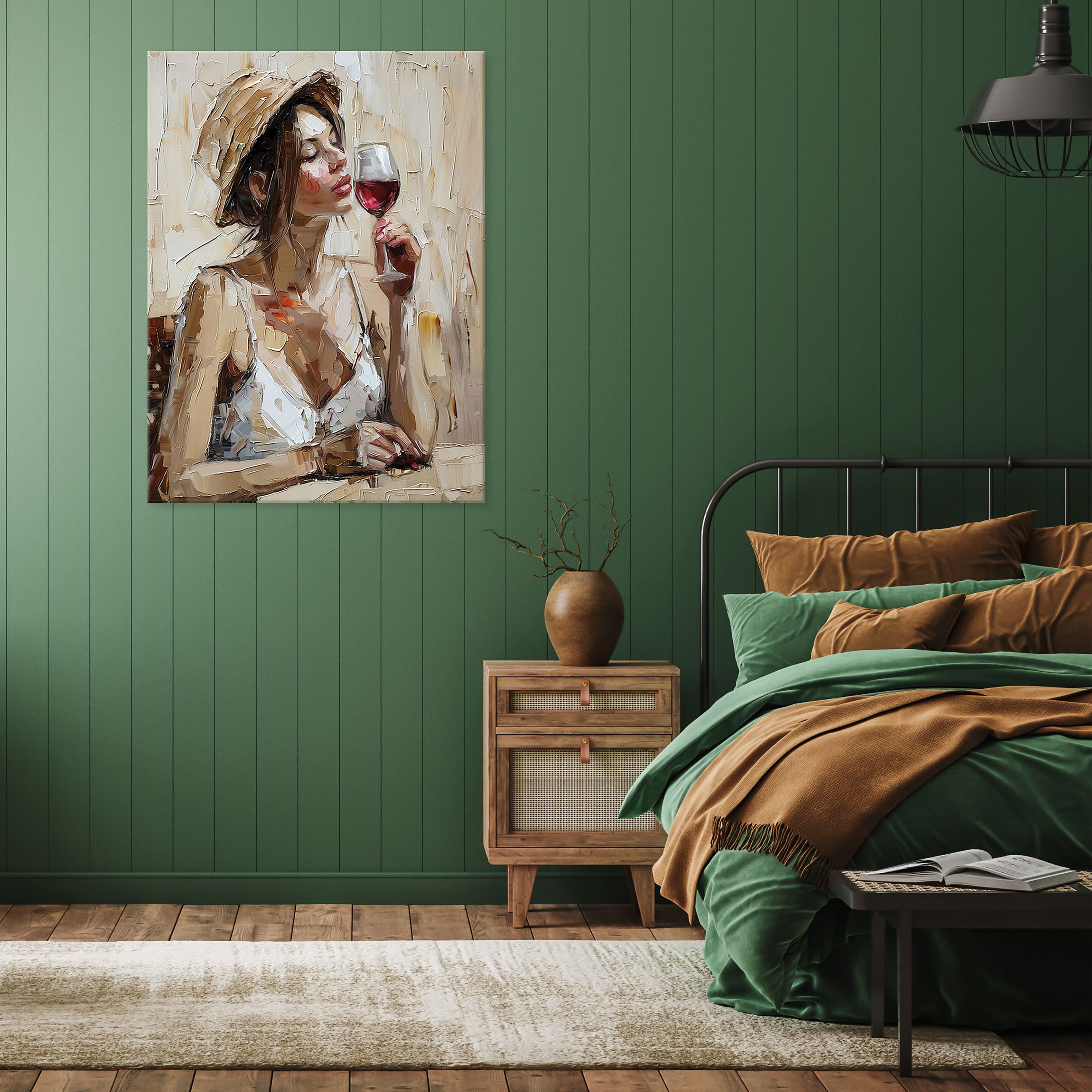 Wallarena Leinwandbild Abstrakt Frau Hut Beige Wand Deko Wandbilder Bilder günstig online kaufen