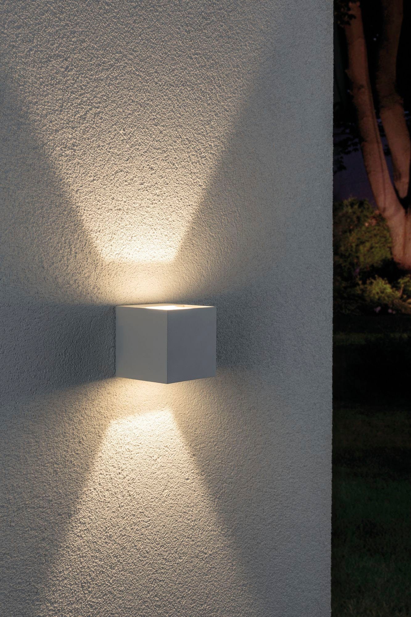 Paulmann LED Außen-Wandleuchte Outdoor 230V Cybo LED 2x3,5W 230V IP65 eckig 80x80mm Grau Aluminium, LED fest integriert, Warmweiß, Outdoor 230V Cybo LED 2x3,5W 230V IP65 eckig 80x80mm Aluminium
