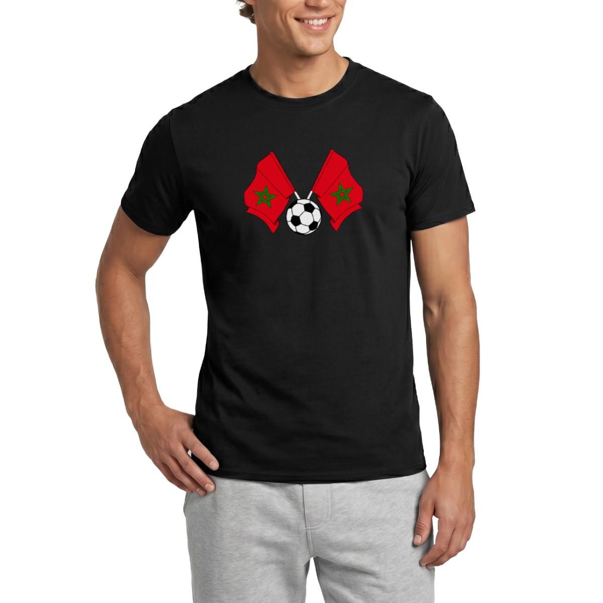 Spreadshirt T-Shirt Marokkanische Flaggen, Marokko Fußball Männer T-Shirt (1-tlg)
