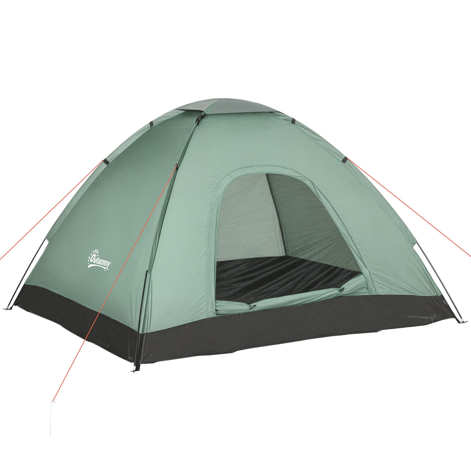 Outsunny Kuppelzelt mit Tür&Fenster, Packtasche, Haken, Personen: 2 (Campingzelt für 2 Personen, 1 tlg., Gruppenzelt), für Camping Reise Trekking Garten