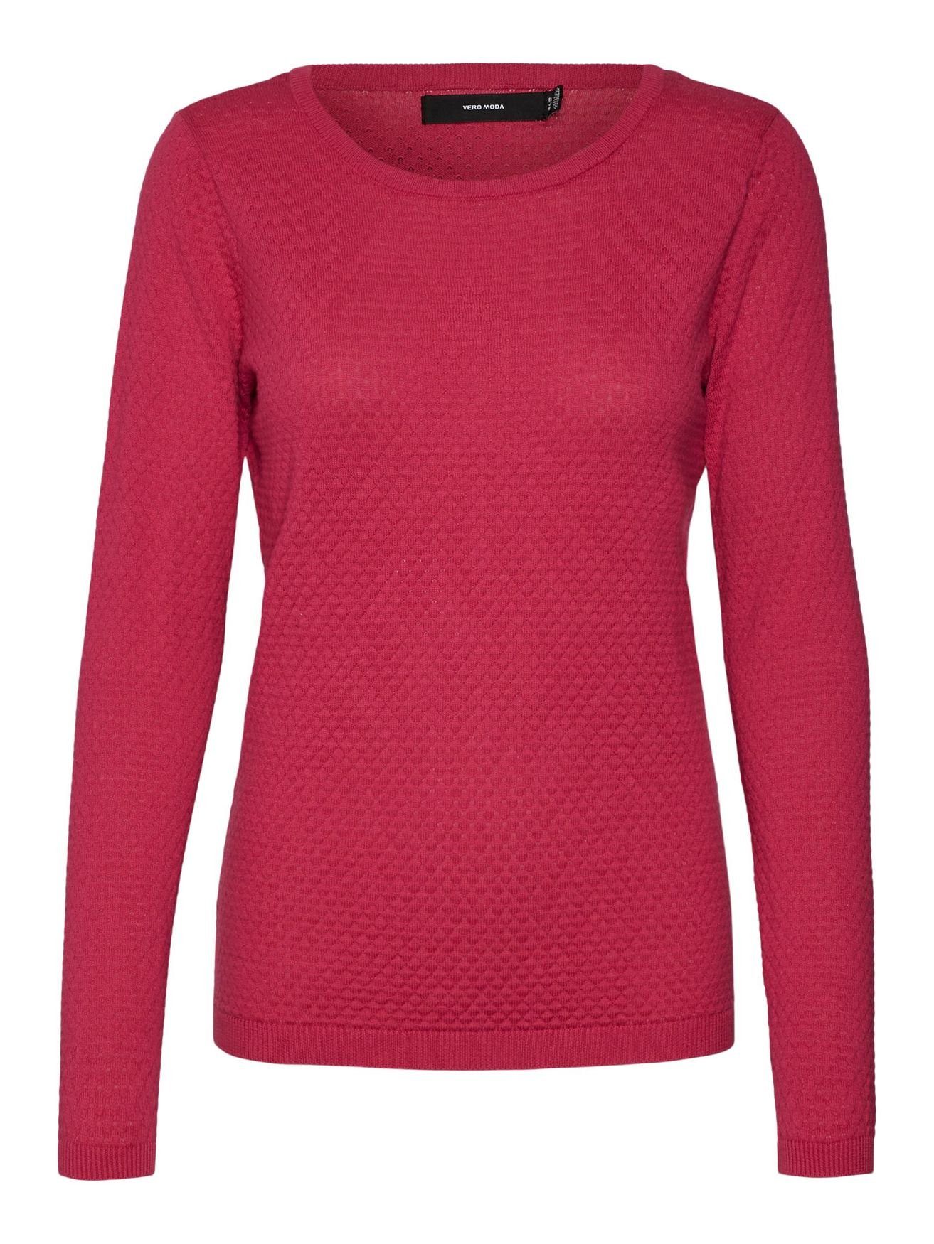 Vero VMCARE Pullover Strickpullover Longsleeve Feinstrick Pink Moda Struktur 4592 in Rundhals