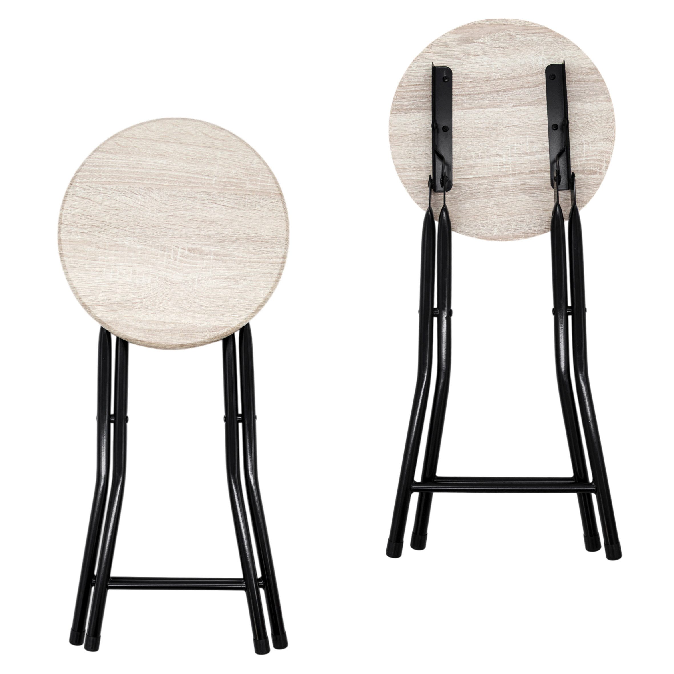 Spetebo Sitzhocker Holz Metall Klapphocker - 47 x 33 cm (Anzahl, 2 St., Stück), klappbar – Bild 5 von 5