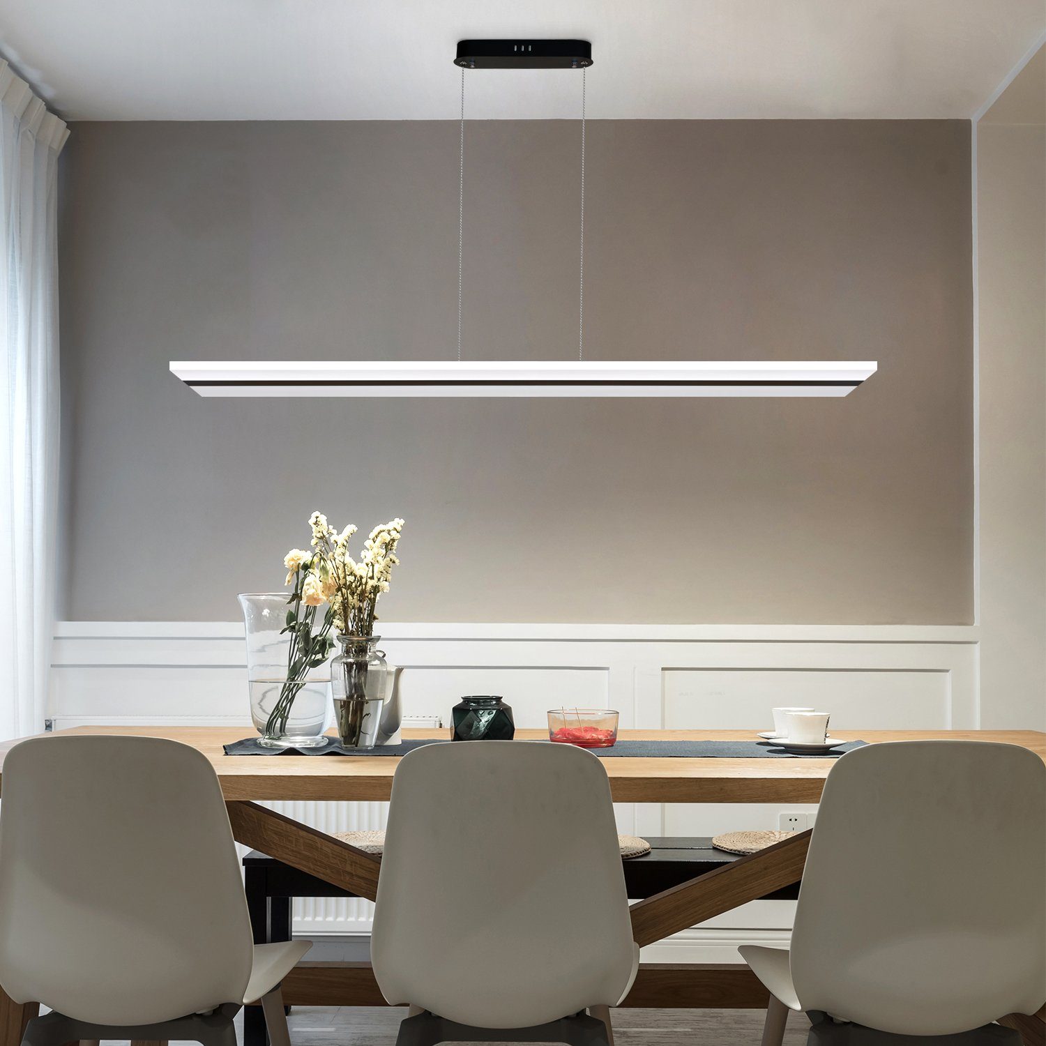 fest Wohnzimmer LED integriert, LED Esstisch ZMH Büro Pendelleuchte höhenverstellbar Werkstatt, Dimmbar