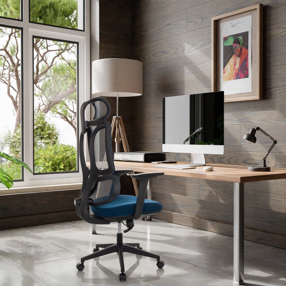 ergonomisch ERGOMY Stoff Drehstuhl Blau Bürostuhl Office Home St), MyBuero (1 Schreibtischstuhl