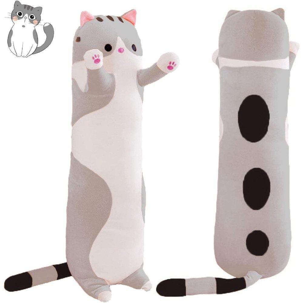 TUWENA Kuscheltier Lange Katze Kuscheltier Stofftiere Katzenplüsch Spielzeug Kuschelkisse, Schönste Geschenke (Rosa,Grau, Braun, 50/70/90/110cm) Mehrere Optionen
