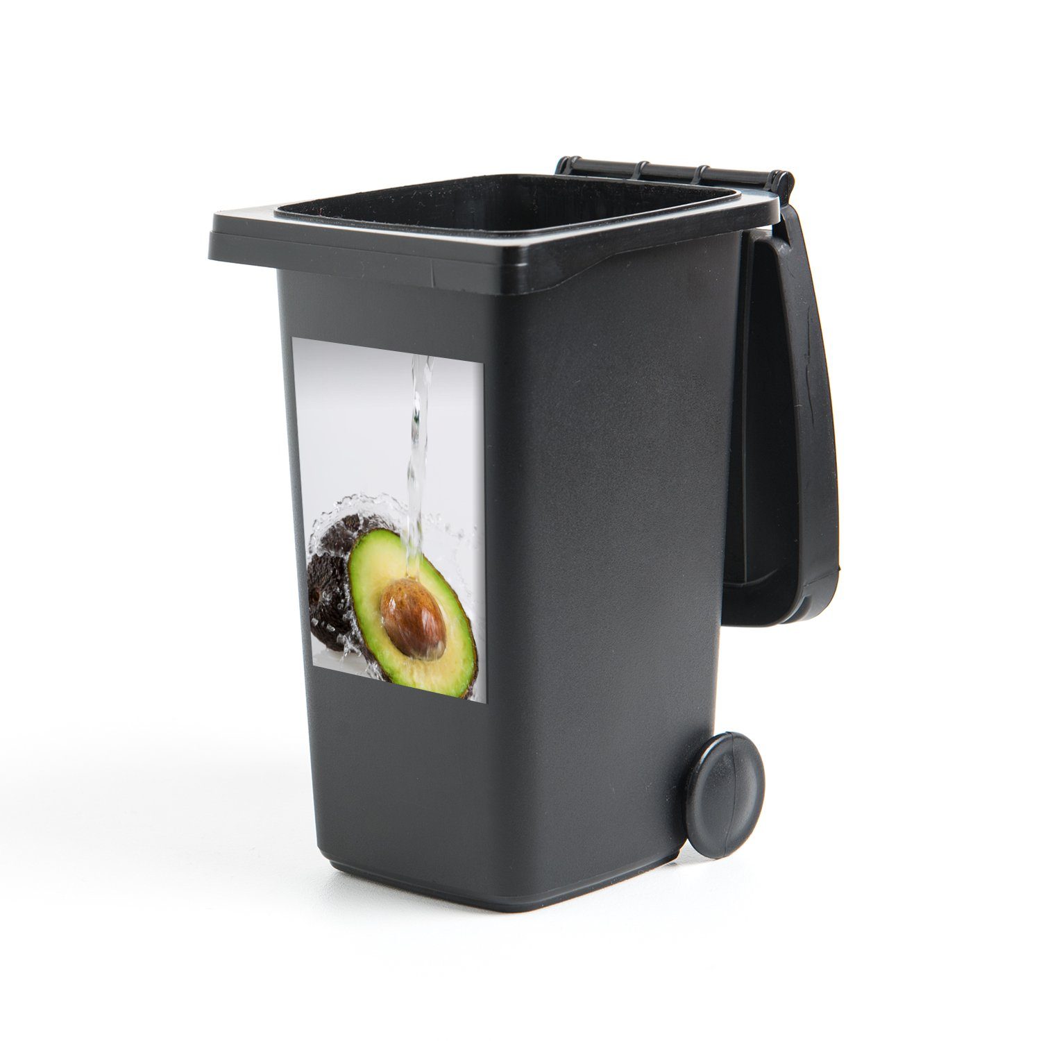 Avocado Mülleimer-aufkleber, - Sticker, St), Wasserhahn Wasser MuchoWow - Mülltonne, Wandsticker (1 Abfalbehälter Container,