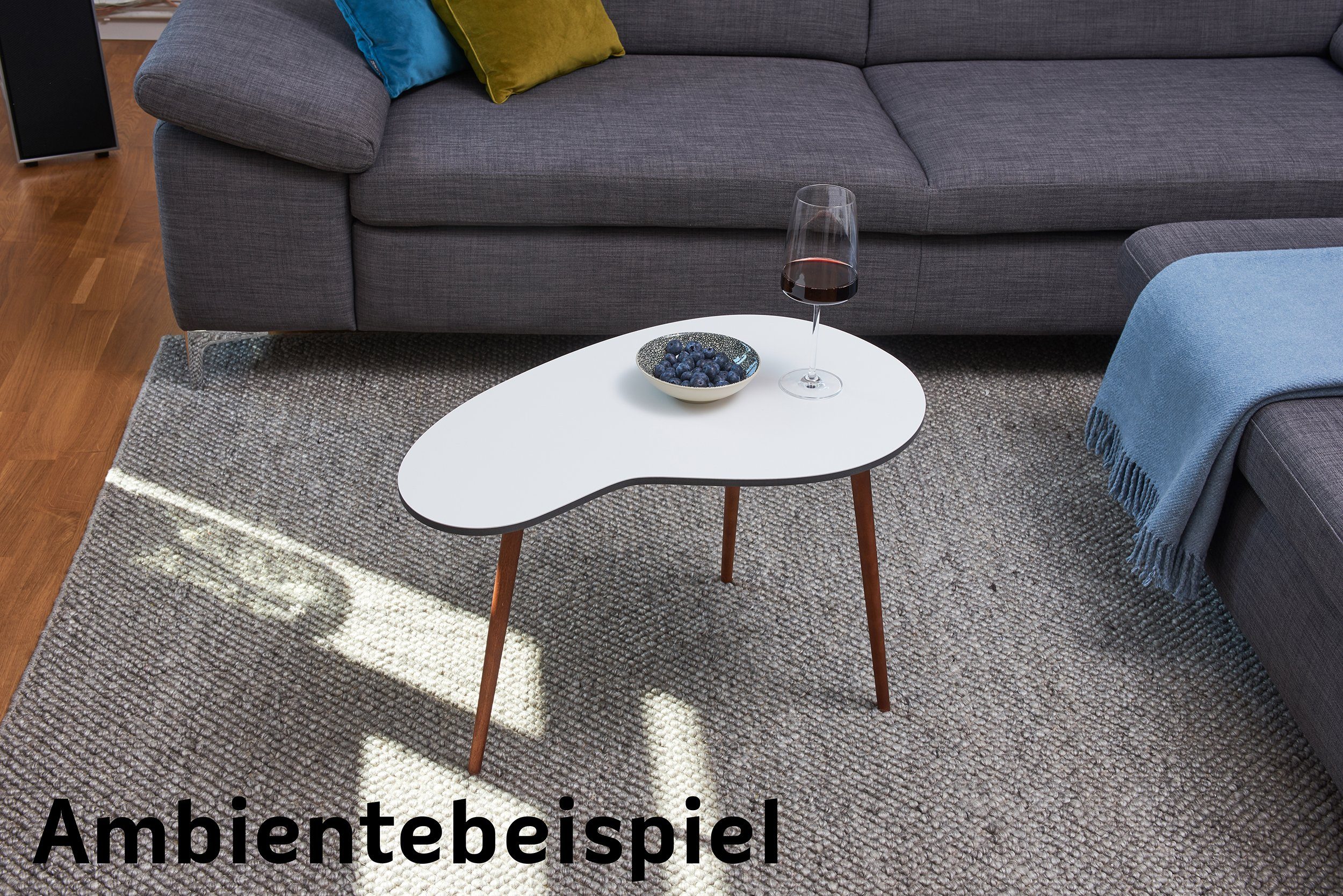 Design - Coffee - - Beistelltisch (1-St), Retro - - Nierentisch Tisch Gartentisch 60x40x40cm queence Design-Tisch Kaffeetisch - Table Couchtisch Telefontisch