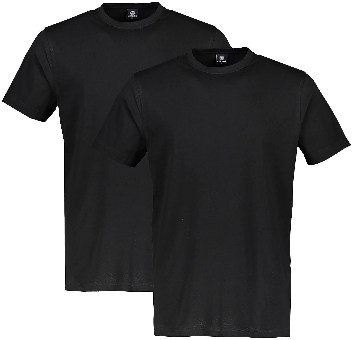 Optik T-Shirt (Packung, black klassischer LERROS in 2-tlg)