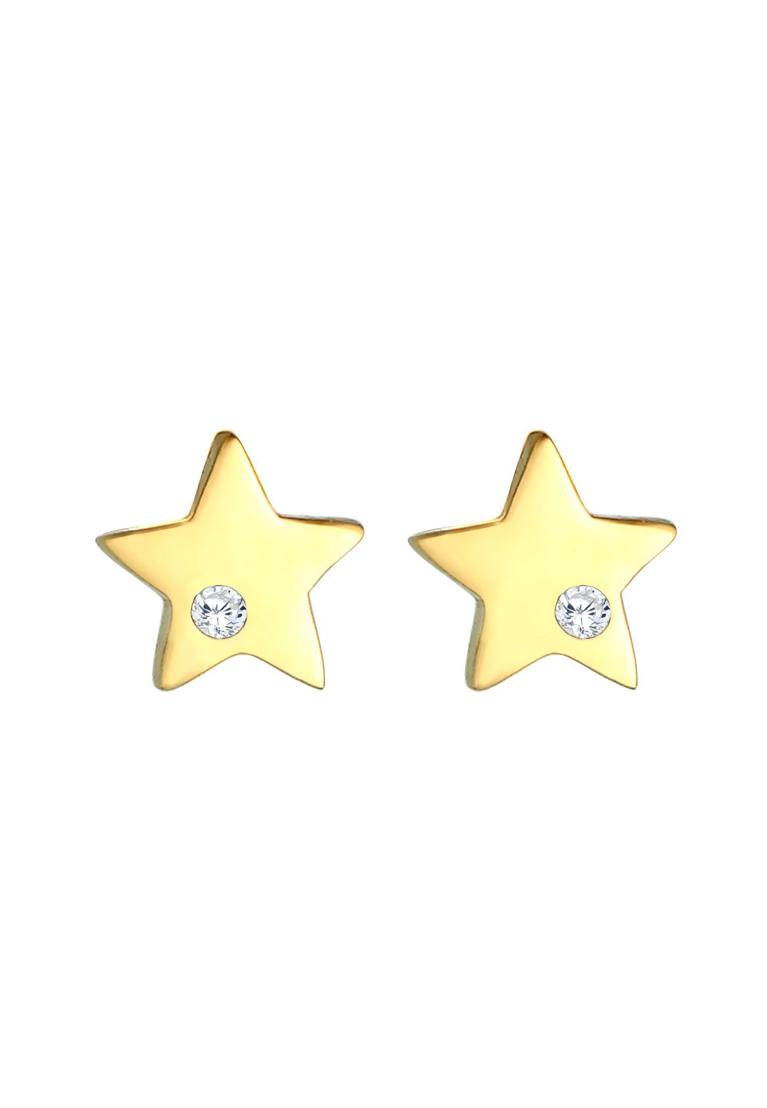 Zirkonia Gold Paar Silber Sterne Kinder Elli Astro Ohrstecker 925