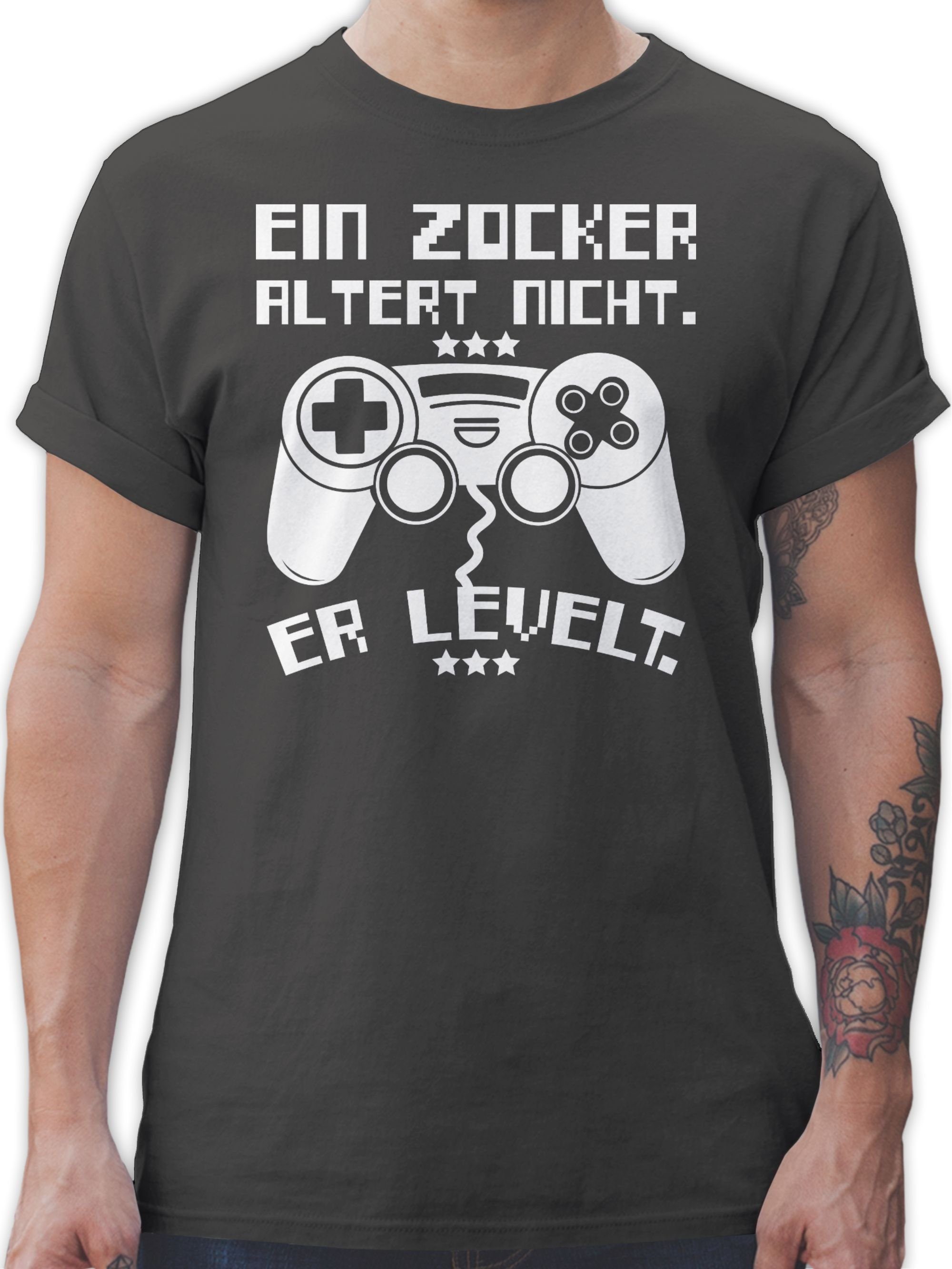 T-Shirt Ein Zocker altert nicht - er levelt weiß