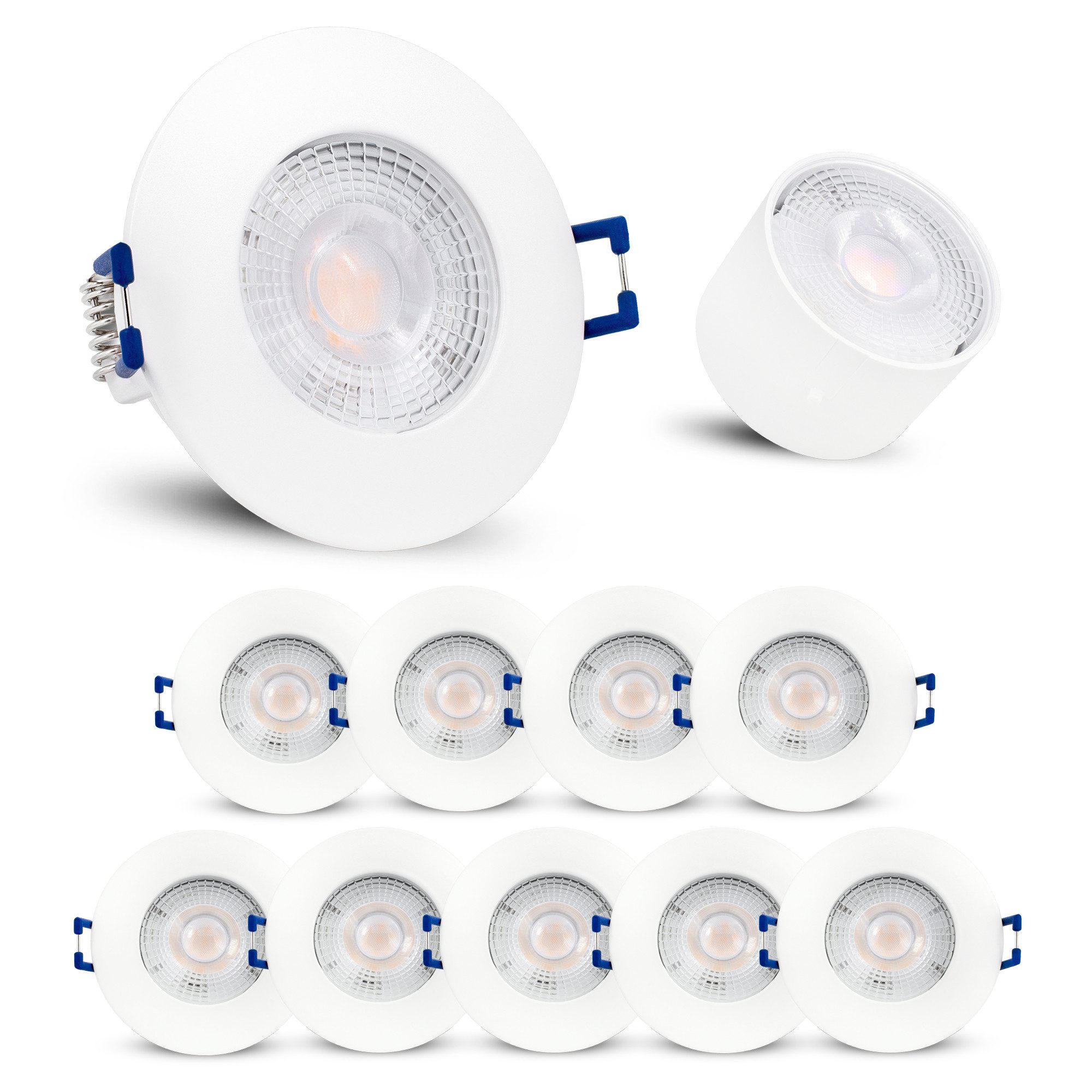 linovum LED Einbaustrahler 10x Einbauspot ETAWA flach IP44 LED warmweiß Bad Deckenspot Strahler, Warmweiß
