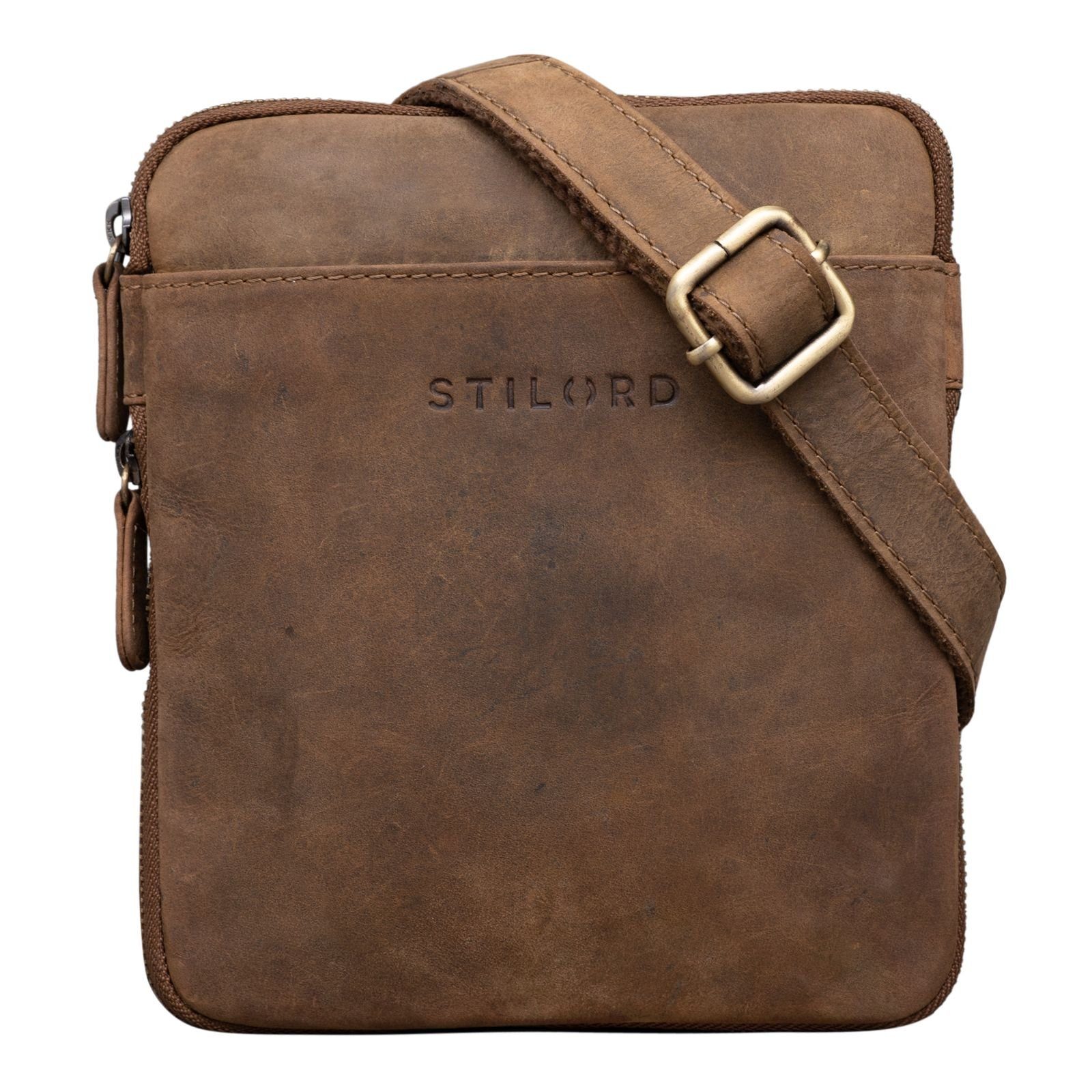 STILORD Schultertasche "Carson" Kleine Herren Leder Tasche