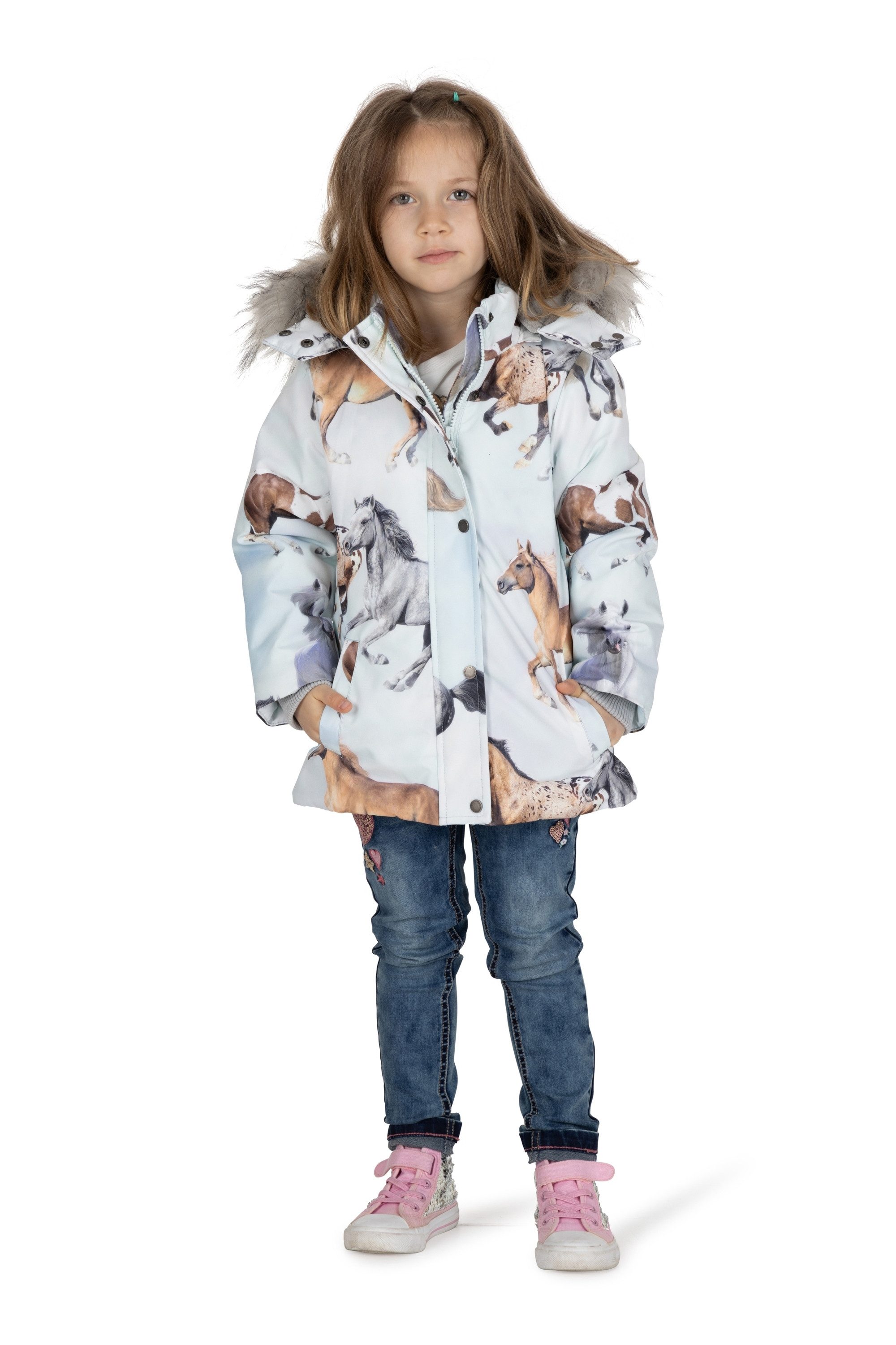 SALT AND PEPPER Steppjacke AOP Horses mit auffälligem Pferdedruck