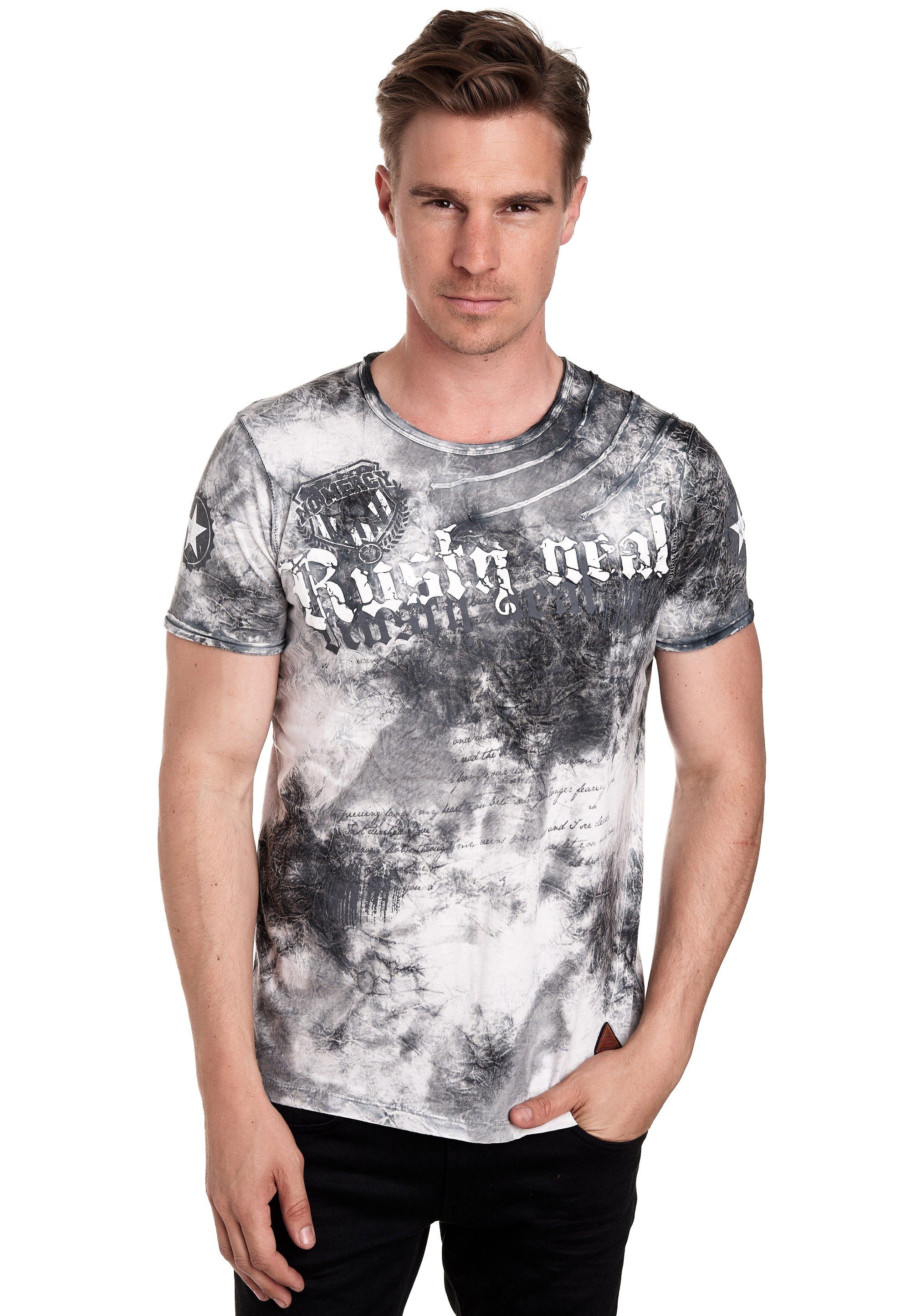 Rusty Neal T-Shirt mit toller Batik-Optik grau