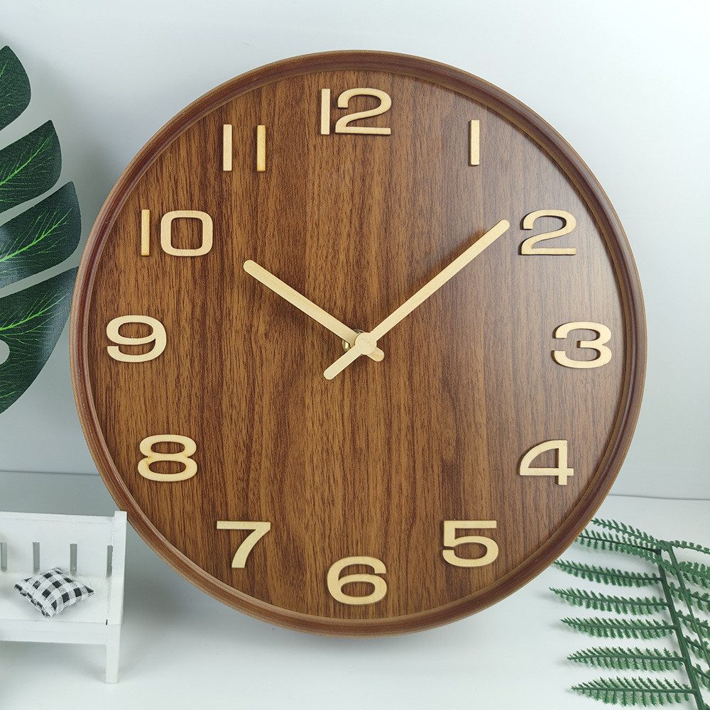 BlingBin Wanduhr Wanduhr, 30cm Rahmenlose Hölzerne günstig online kaufen