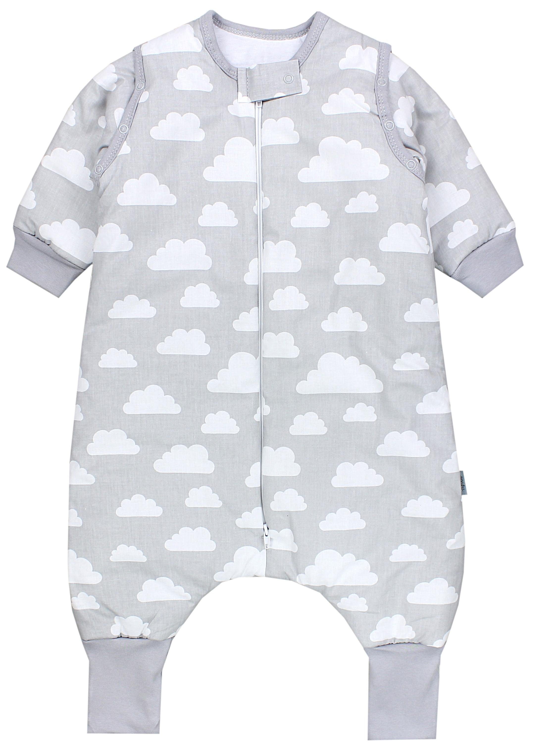 TupTam Babyschlafsack mit Armen und Beinen Winterschlafsack OEKO-TEX zertifiziert, Unisex Wolken Weiß