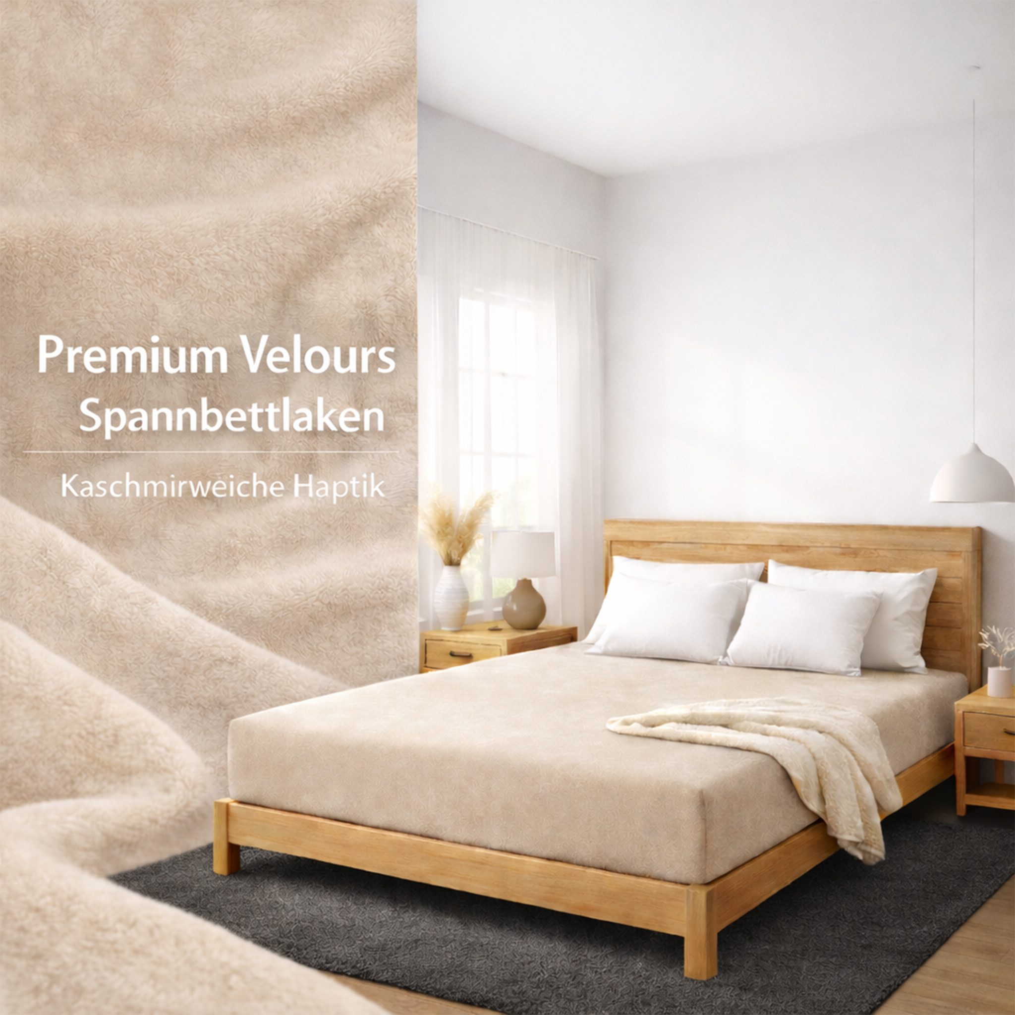 Buymax Spannbettlaken Premium Velours aus 80% Baumwolle, Velours, Gummizug: Rundumgummi, (1 Stück), Pflegeleicht und Atmungsaktiv in Verschiedenen Farben und Gr – Bild 2 von 5
