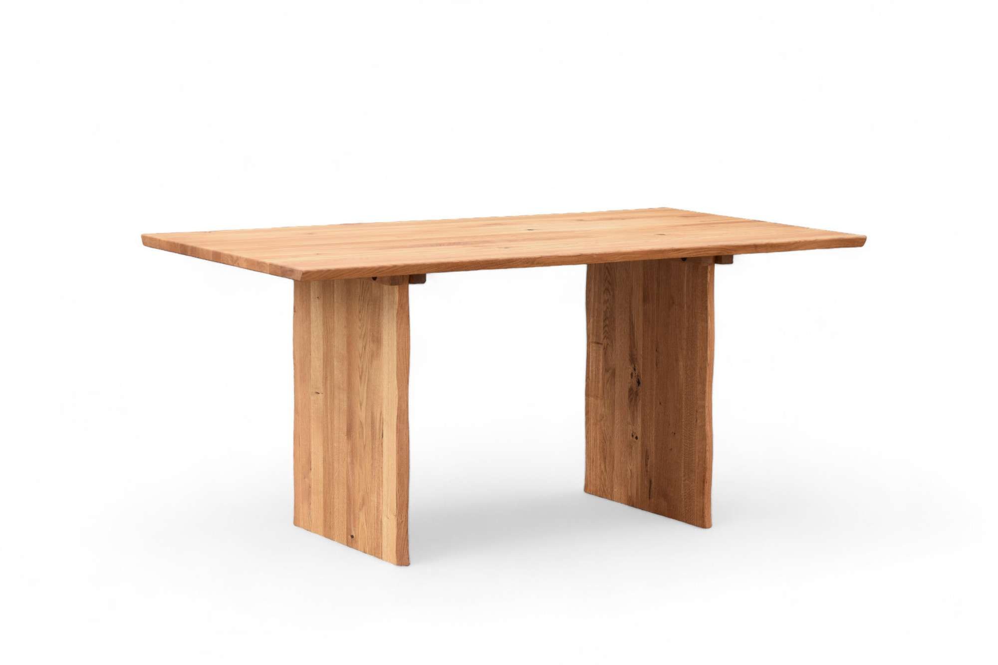 Home affaire Esstisch Waldhain Küchentisch, Holz-Wangengestell, Wildeiche massiv geölt, Baum Kante oder Schweizer Kante, erhältlich in 3 Größen, natur geölt