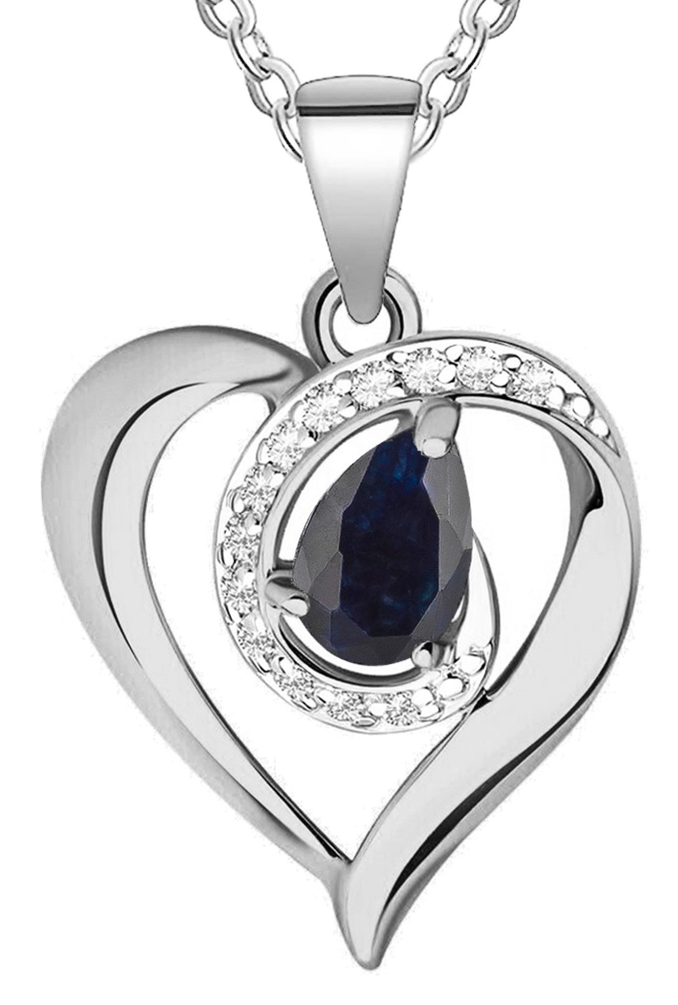 Limana Herzkette Blauer Saphir echter Edelstein 925 Sterling Silber Herz Ke günstig online kaufen