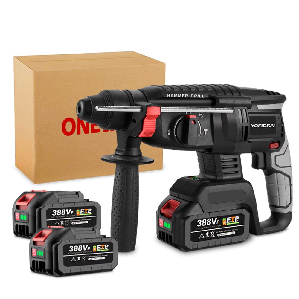 ONEVAN Akku-Bohrhammer 4-in-1 Akku-Schlagbohrer SDS-plus mit günstig online kaufen