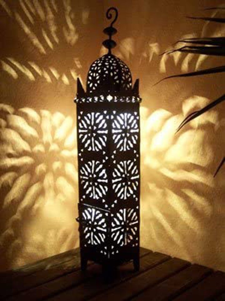 Marrakesch Orient & Mediterran Interior Windlicht Marokkanische Laterne Frane 74cm, orientalisches Windlicht, Marokkanische Metalllaterne für draußen als Gartenlaterne, oder Innen als Tischlaterne, Marokkanisches Gartenwindlicht, Handarbeit