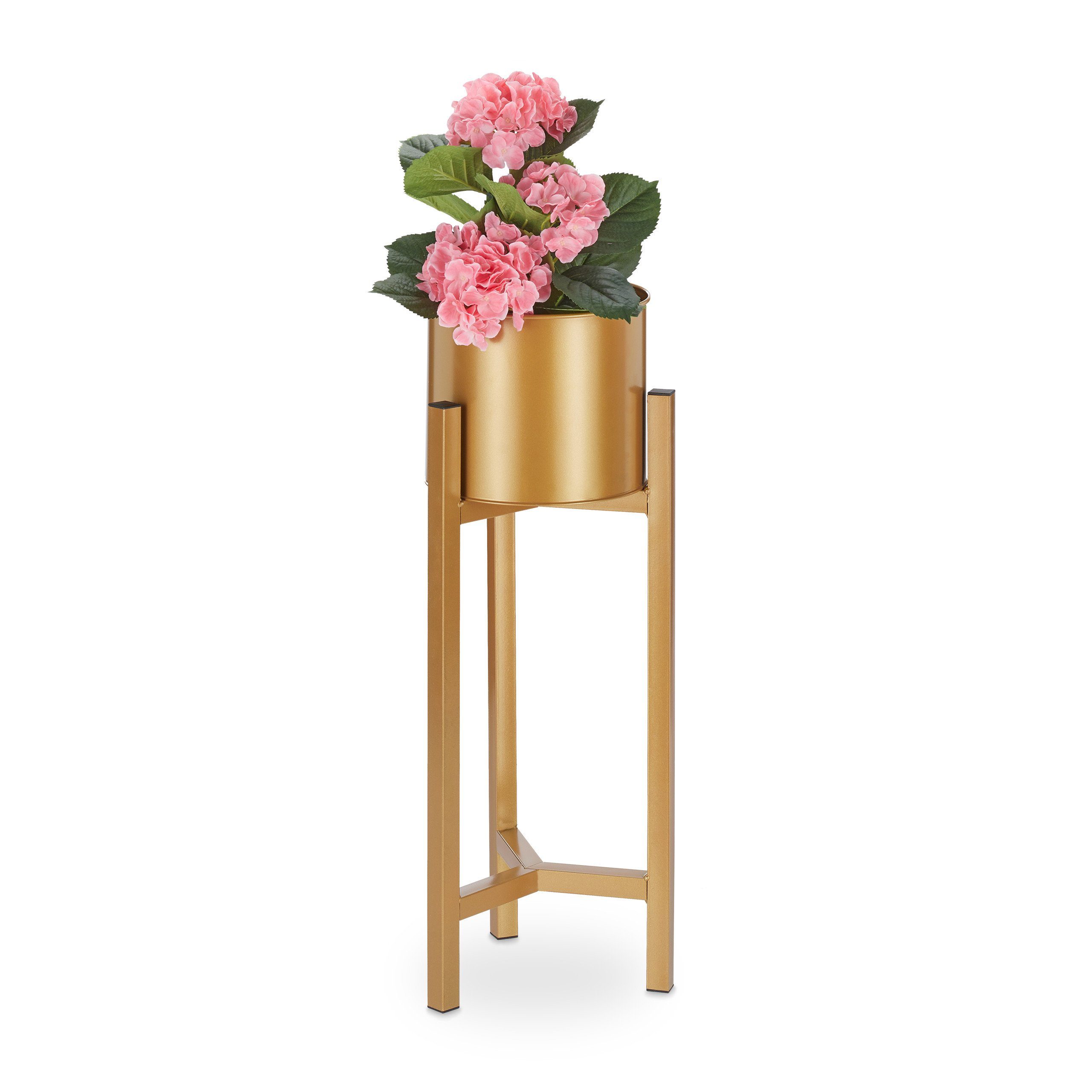 relaxdays Blumenständer Blumentopf Ständer, gold günstig online kaufen