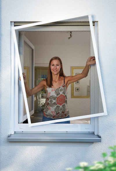 SCHELLENBERG Insektenschutz-Fensterrahmen Fliegengitter Fenster Premium, mit Rahmen aus Aluminium, 100 x 120 cm, weiß, 70040
