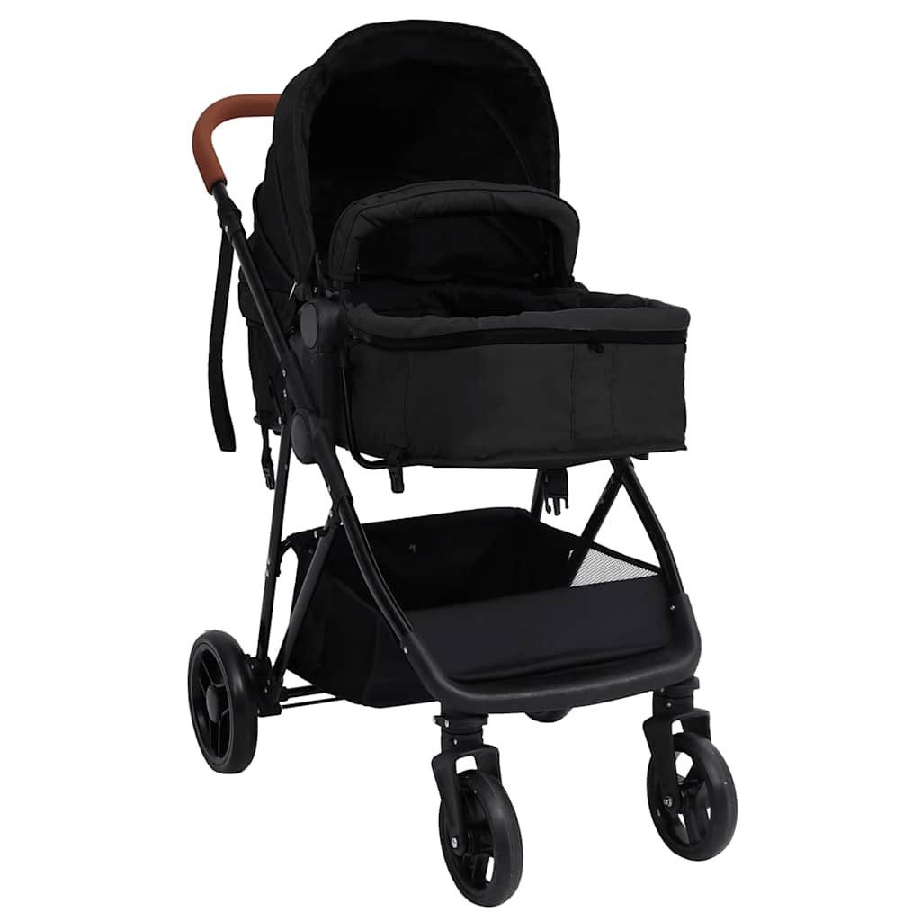 vidaXL Kinder-Buggy 3-in-1 Kinderwagen Anthrazit und Schwarz Stahl
