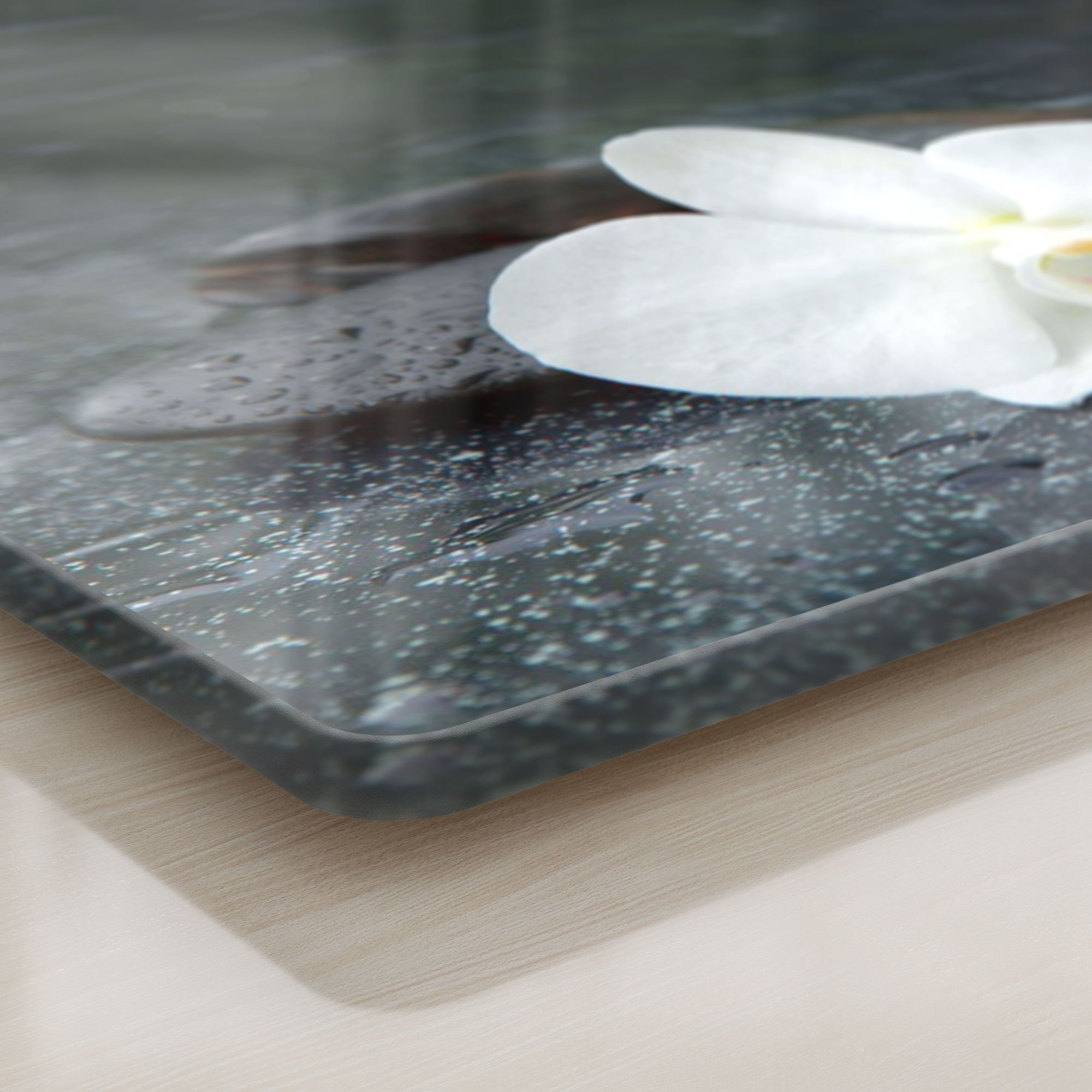 DEQORI Schneidebrett Glas, Schneideplatte Platte Zen-Motiv', 'Kontrastreiches Frühstücksbrett