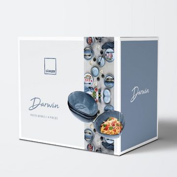 SÄNGER Pastateller Darwin Pastaschalen Set, (4 St), Handmade, 1000 ml, Blau