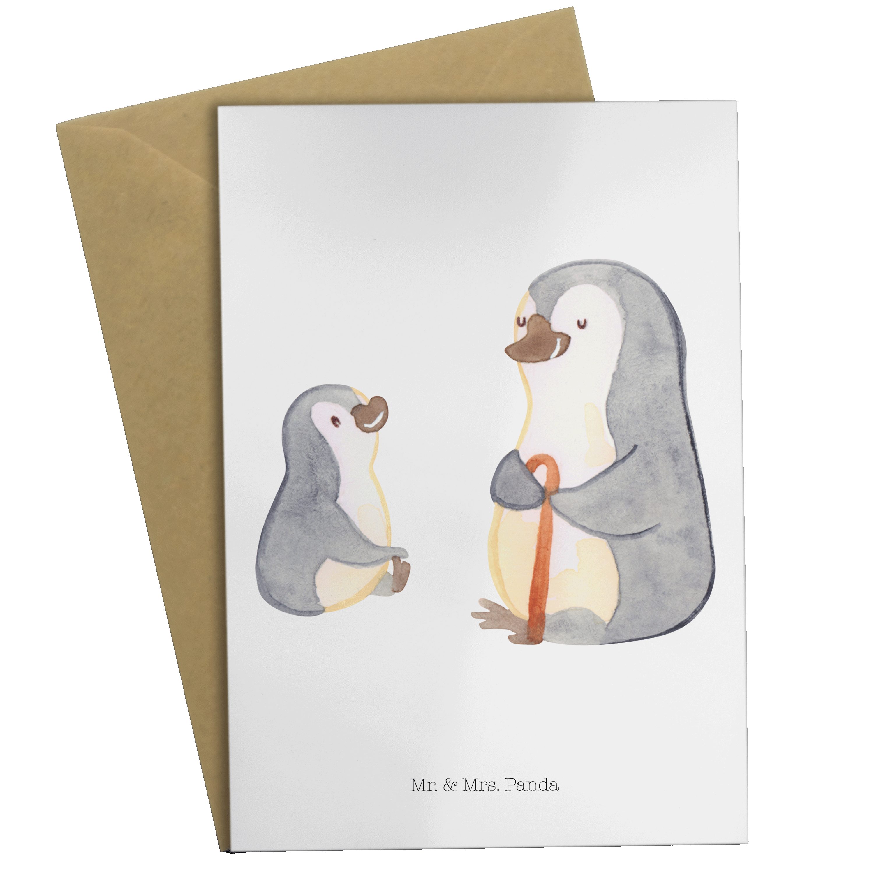Mr. & Mrs. Panda Grußkarte Pinguin Opa Enkel - Weiß - Geschenk, Mama, Lieblingsopa, Klappkarte