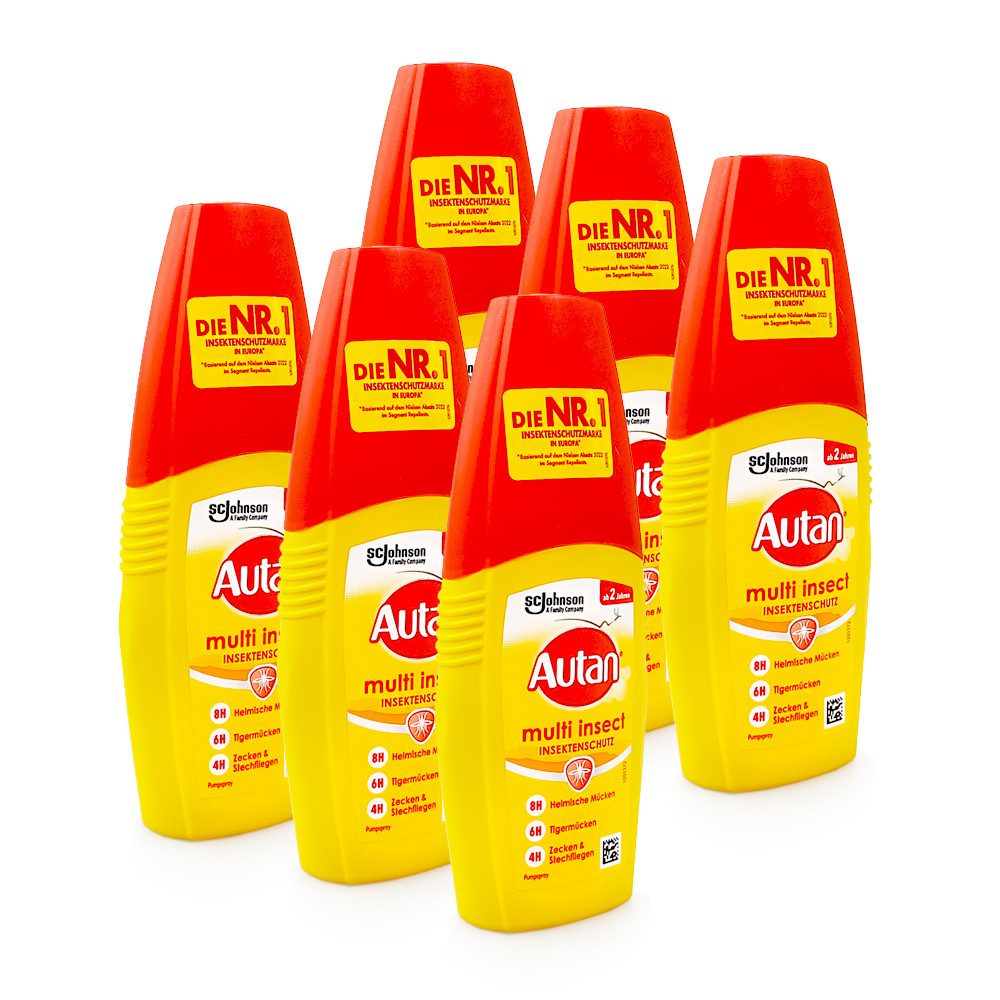 Autan Insektenschutz-Spray Multi Insect Pumpspray 6er Pack (6x 100 ml), zuverlässiger Schutz vor Mücken & Insekten